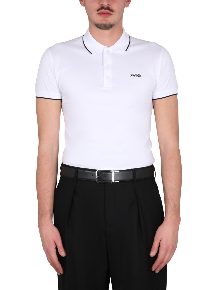 Shop Zegna Polo With Logo In White