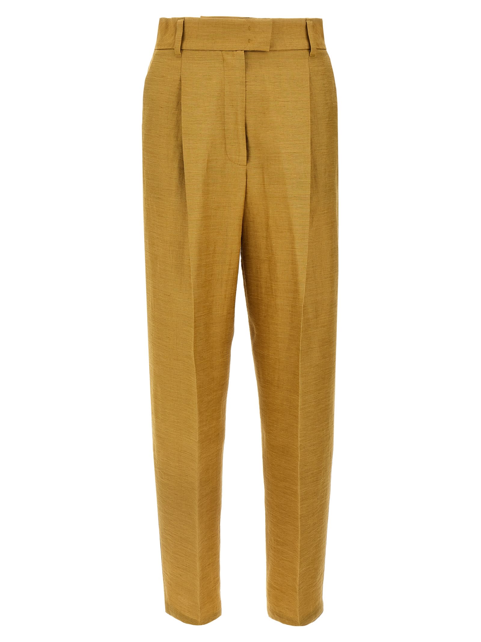 Max Mara Trousers Featuring Front Pleats And Back Pockets In Gold