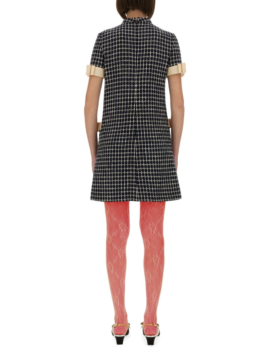 Valentino Garavani Embroidered Damier Light Tweed Short Dress