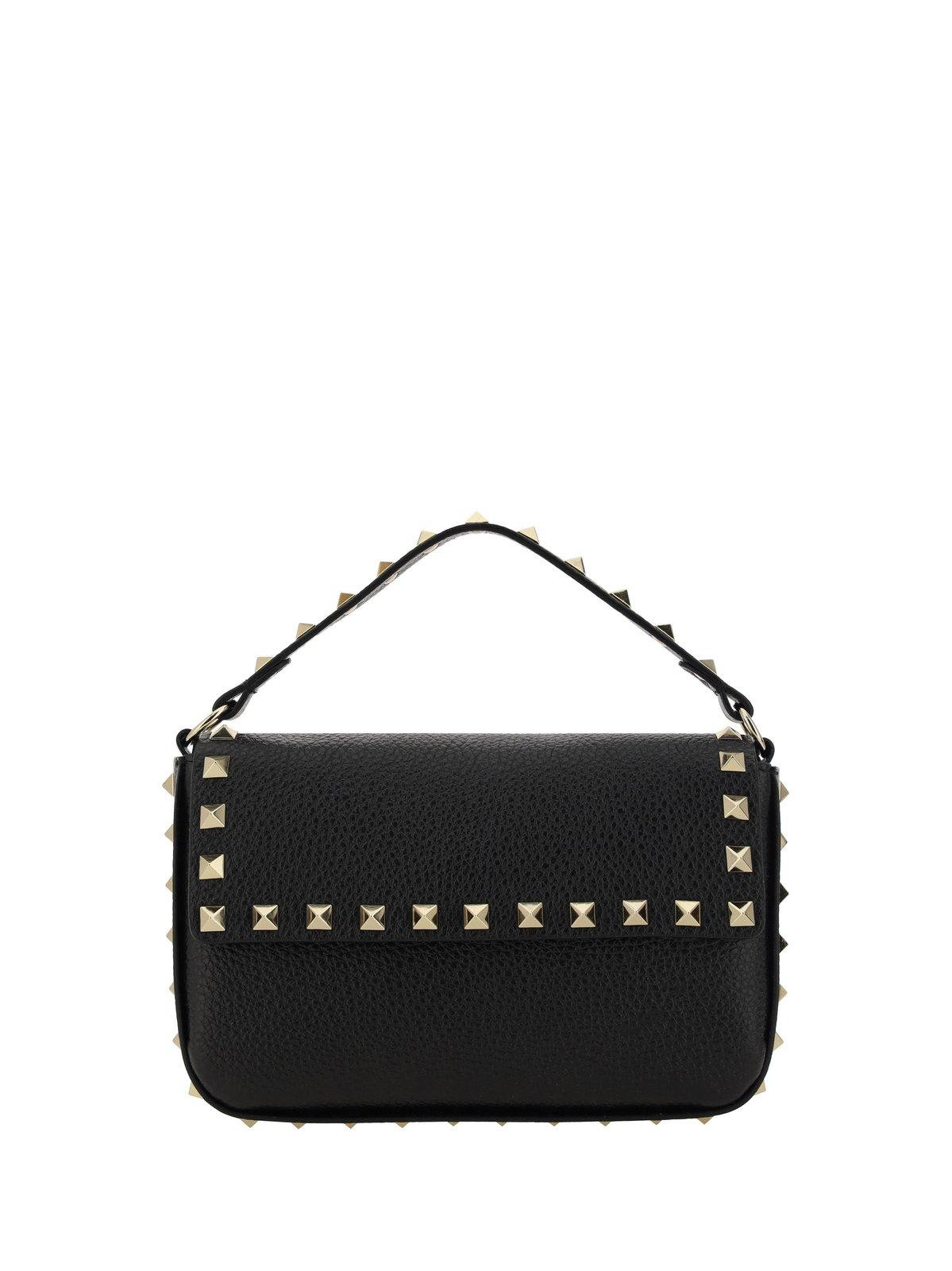 Valentino Garavani Rockstud Foldover Top Crossbody Bag In Black