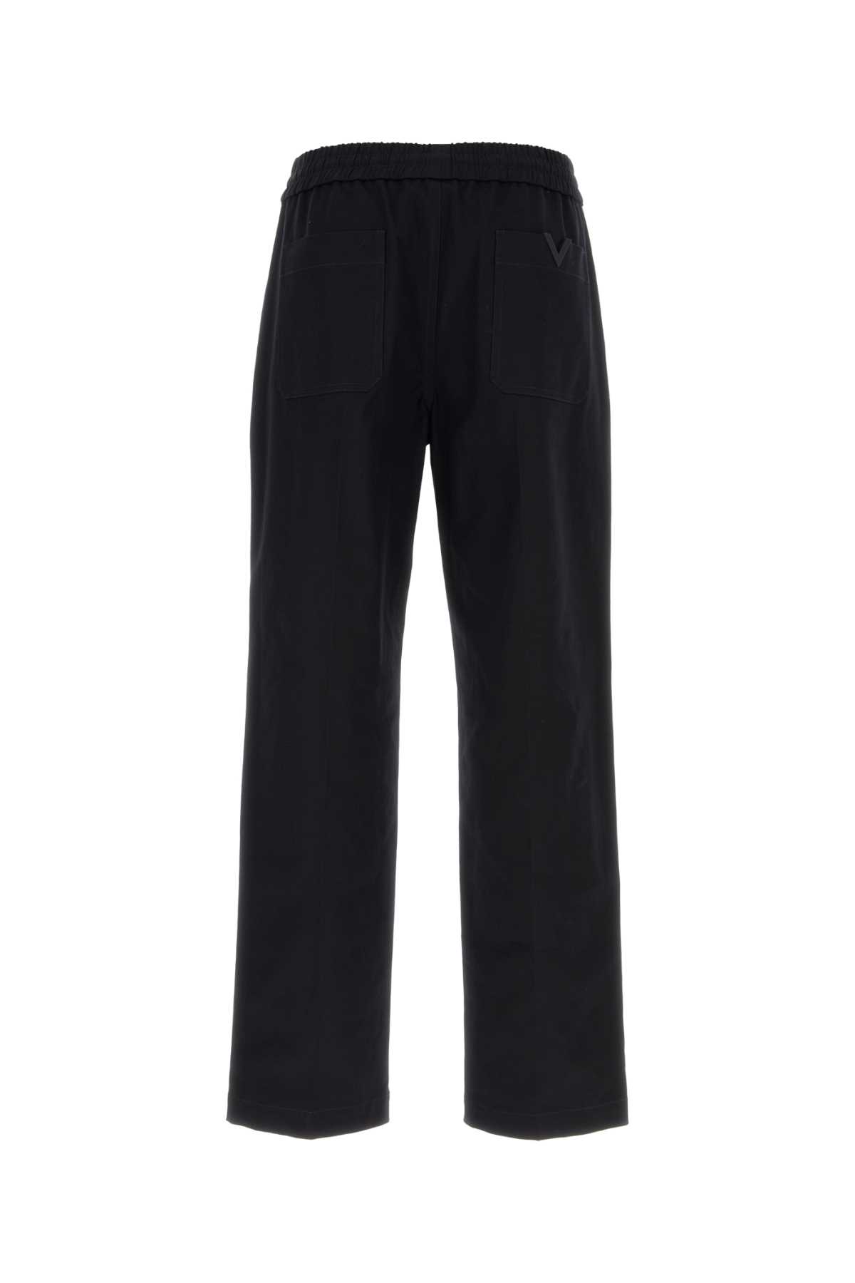 Valentino Midnight Blue Stretch Cotton Pant In Navy