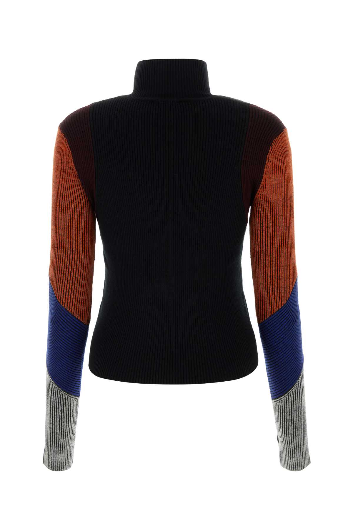 Chloé Black Stretch Wool Blend Sweater In Multicolor1