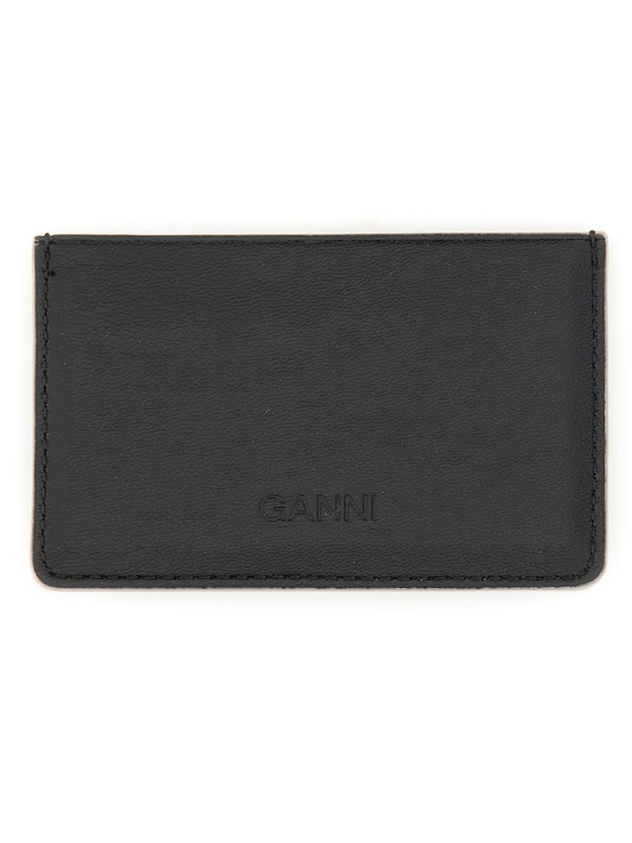 Shop Ganni Bou Card Holder In Black