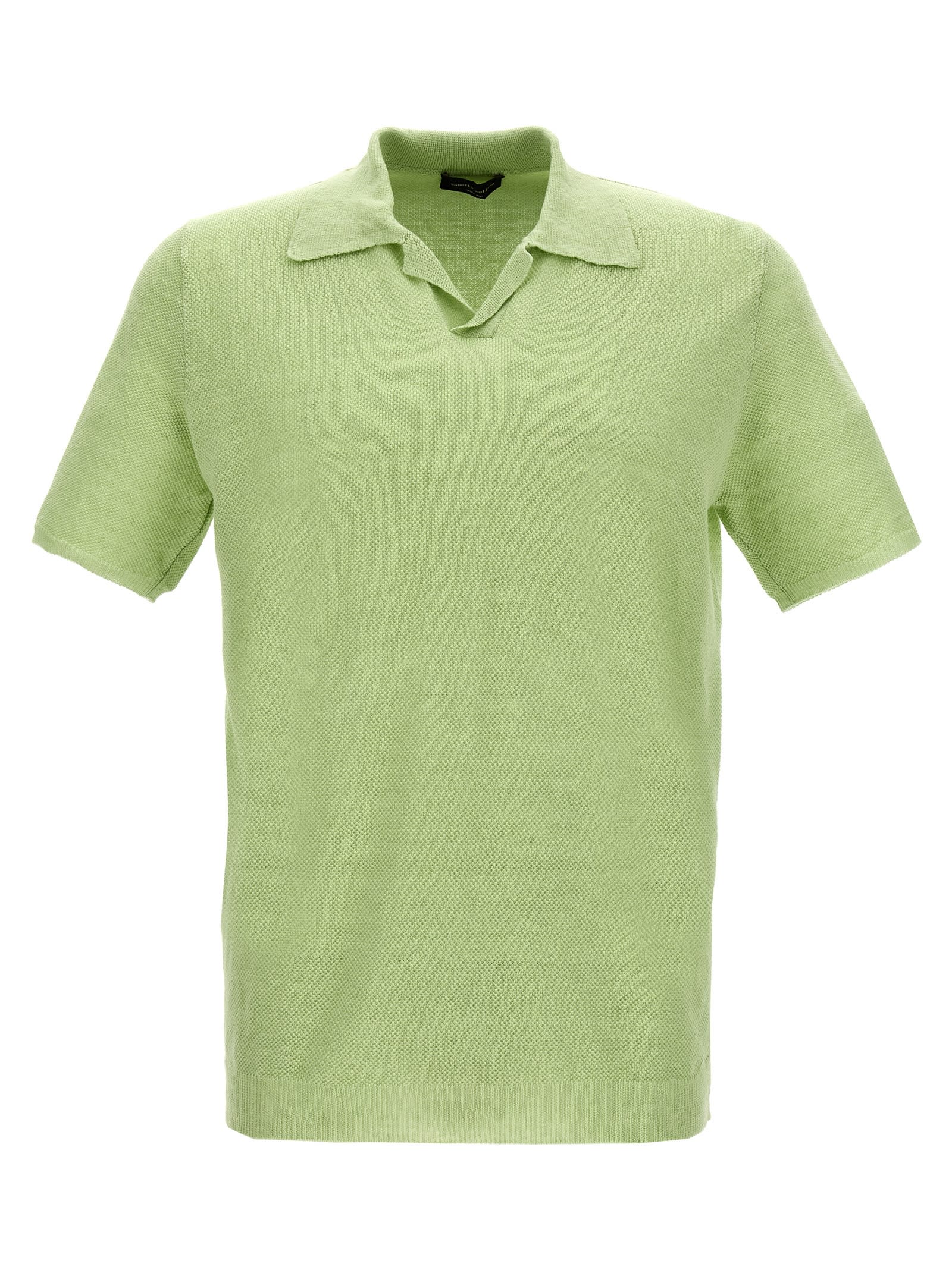 Shop Roberto Collina Linen Piquet Polo Shirt In Green