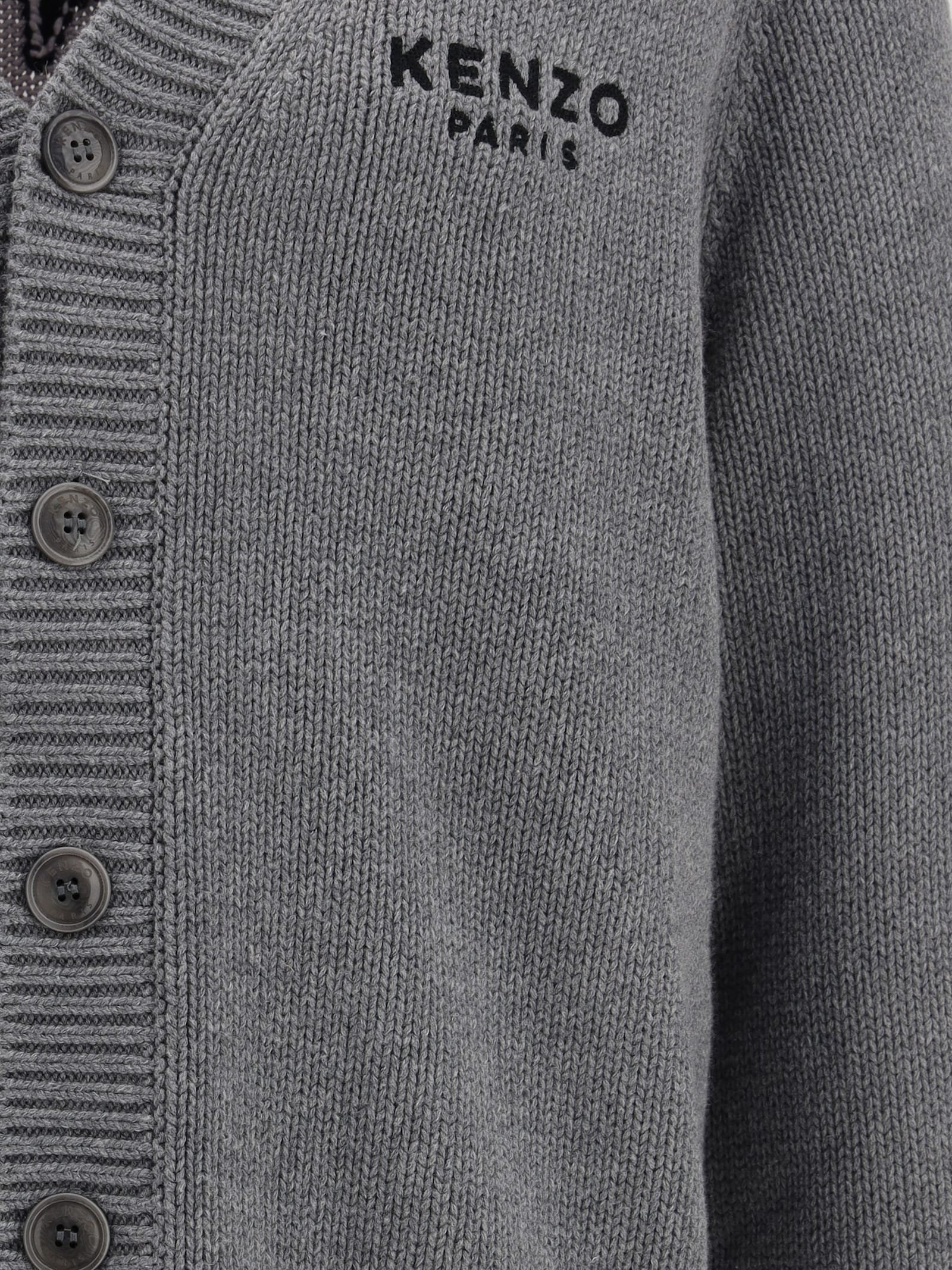 Kenzo Boke Flower Cardigan In Gray