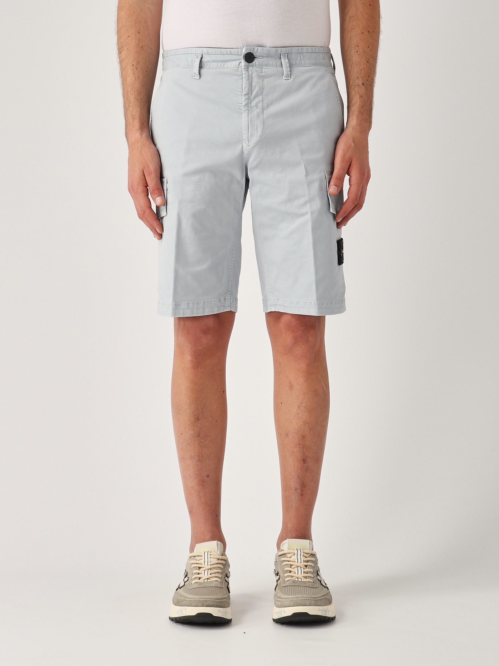 Stone Island Bermuda Slim Shorts In Cenere