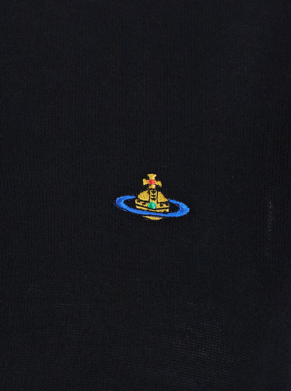 Vivienne Westwood Bea Black Cropped Cardigan With Round Neck And Front Orb Embroidery In Cotton Woman