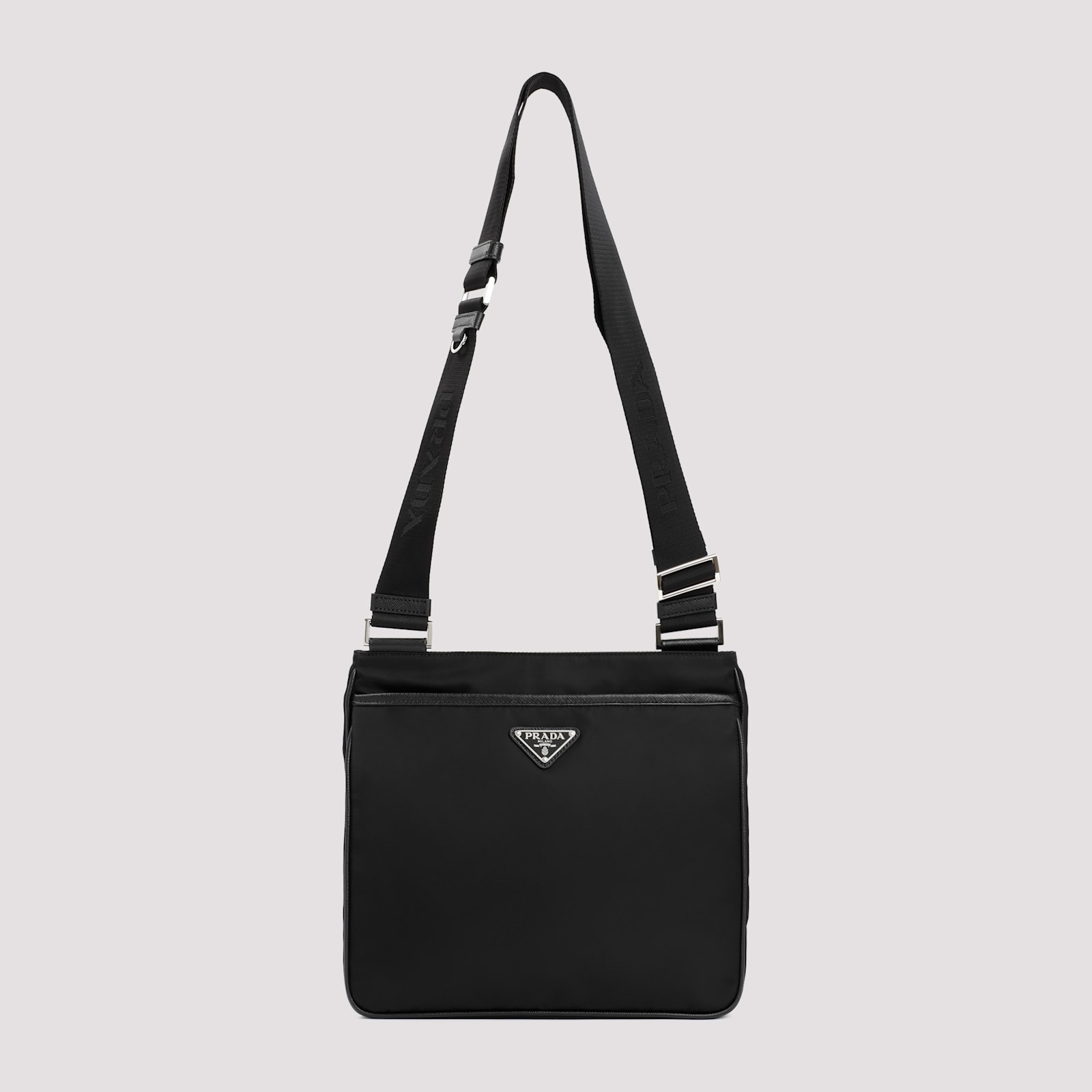 Prada Men's Re-nylon And Saffiano Shoulder Bag In Black