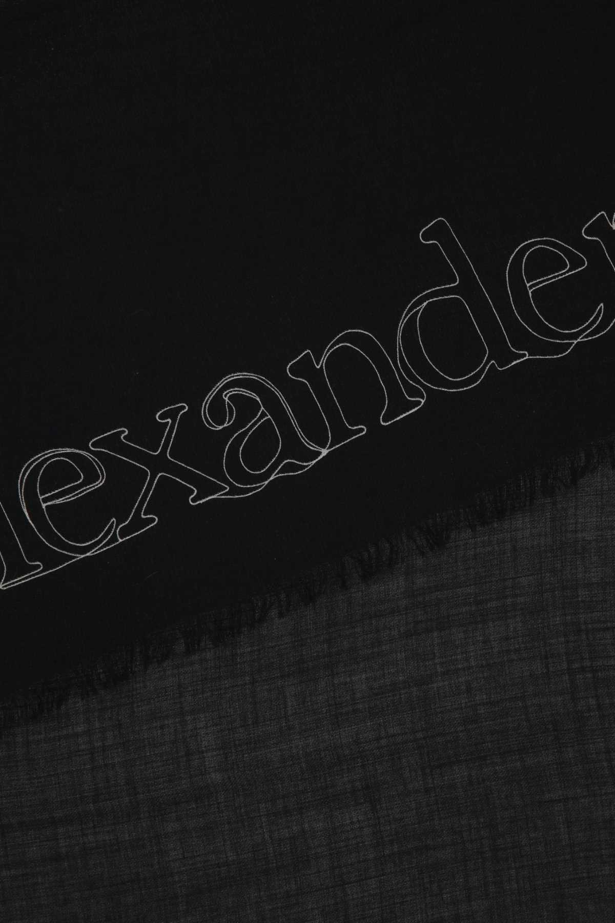 Alexander Mcqueen Black Cashmere Foulard In 1078