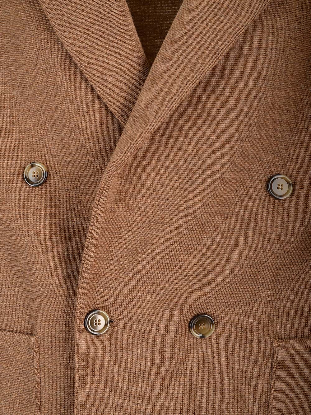 Shop Lardini Double Breasted Knitted Jacket In Brown