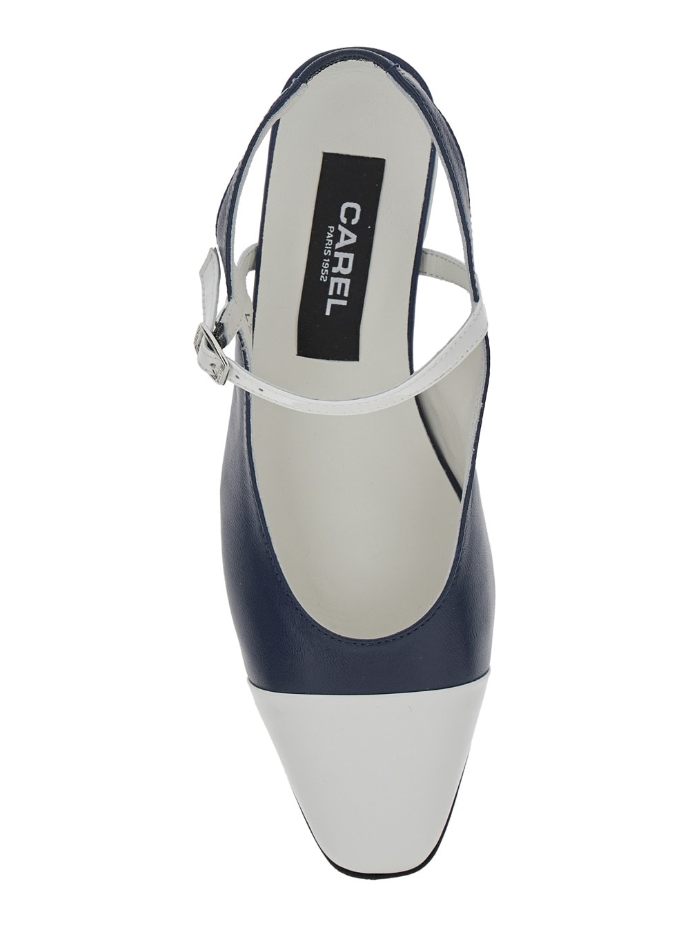CAREL OCEANO BLUE SLINGBACK BALLET SHOES WITH CONTRASTING TOE IN LEATHER WOMAN