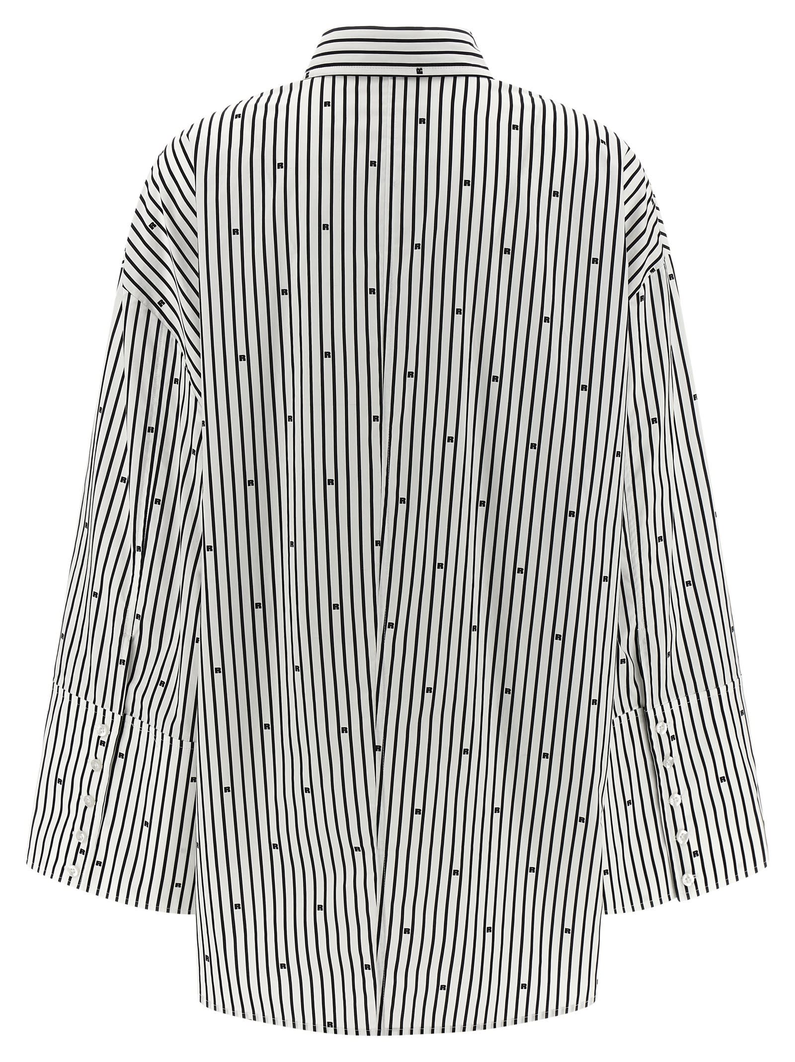 Rotate Birger Christensen Poplin Oversized Striped Shirt In Gray