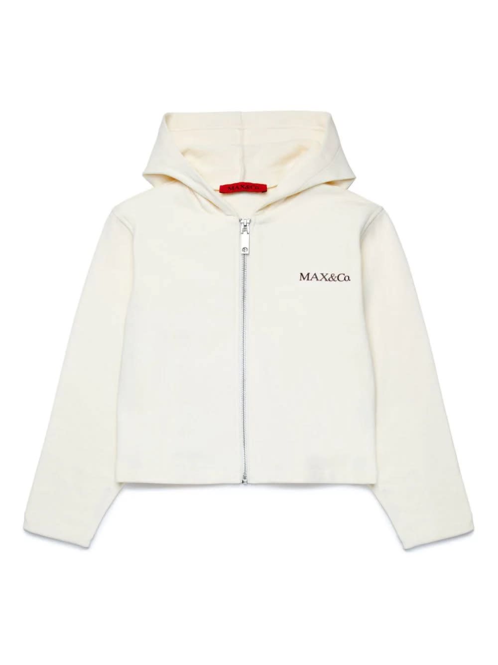 Max&amp;co. Kids' White Zip-up Hoodie With Logo