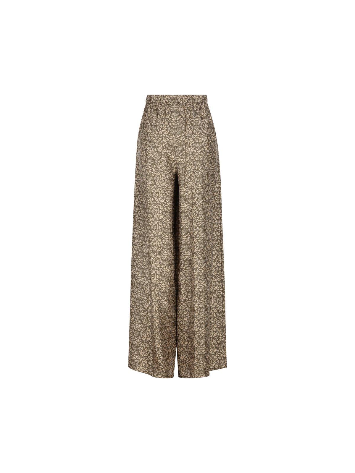 Max Mara Patterned Wide-leg Trousers In Brown