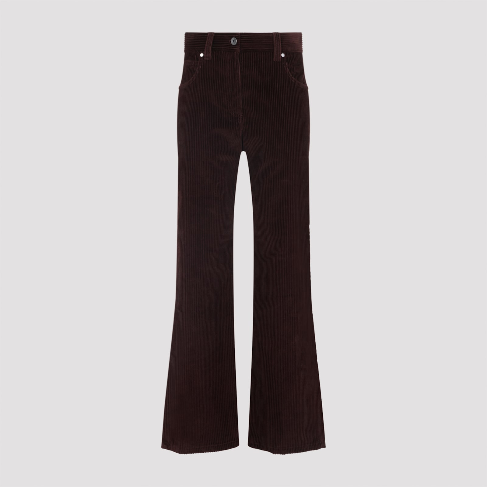 Brunello Cucinelli Corduroy Flared Trousers Belt Loops In Burgundy