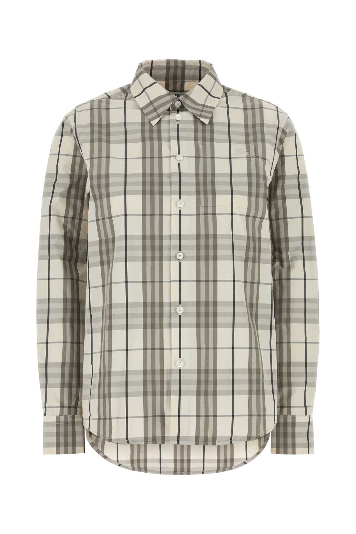 Burberry Checked Pattern Embroidered Poplin Shirt In Cottonipcheck