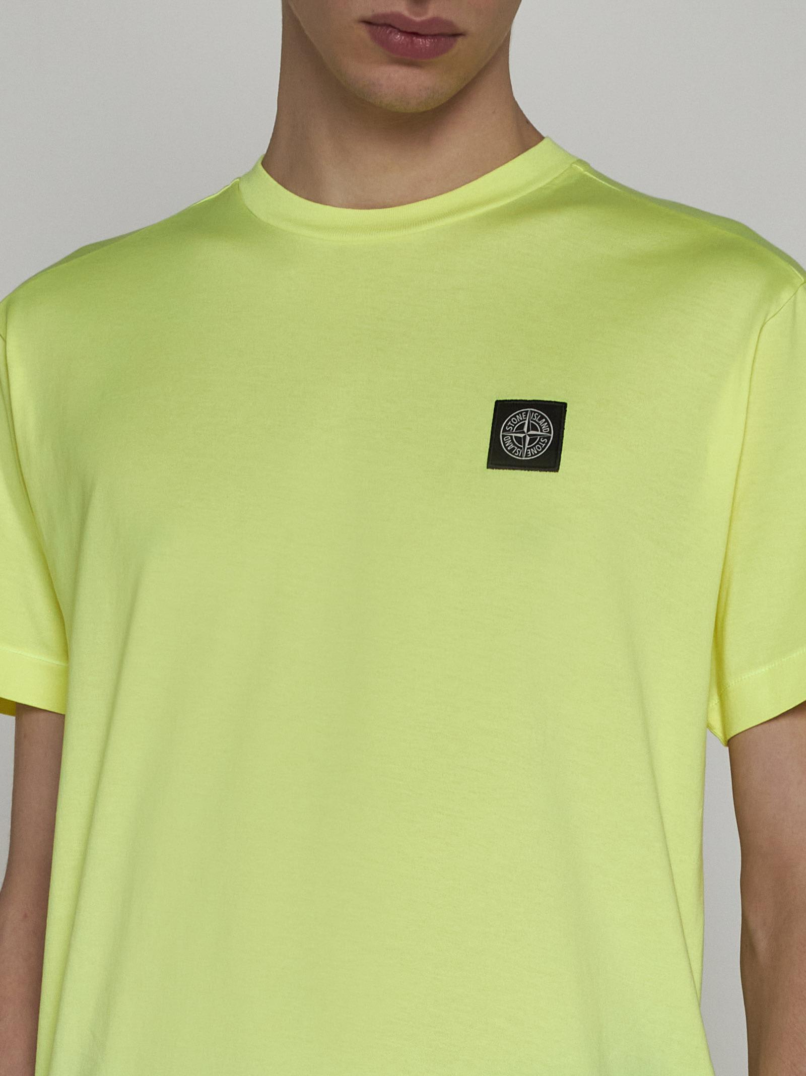 Shop Stone Island Logo-patch Cotton T-shirt T-shirt In Giallo Fluo