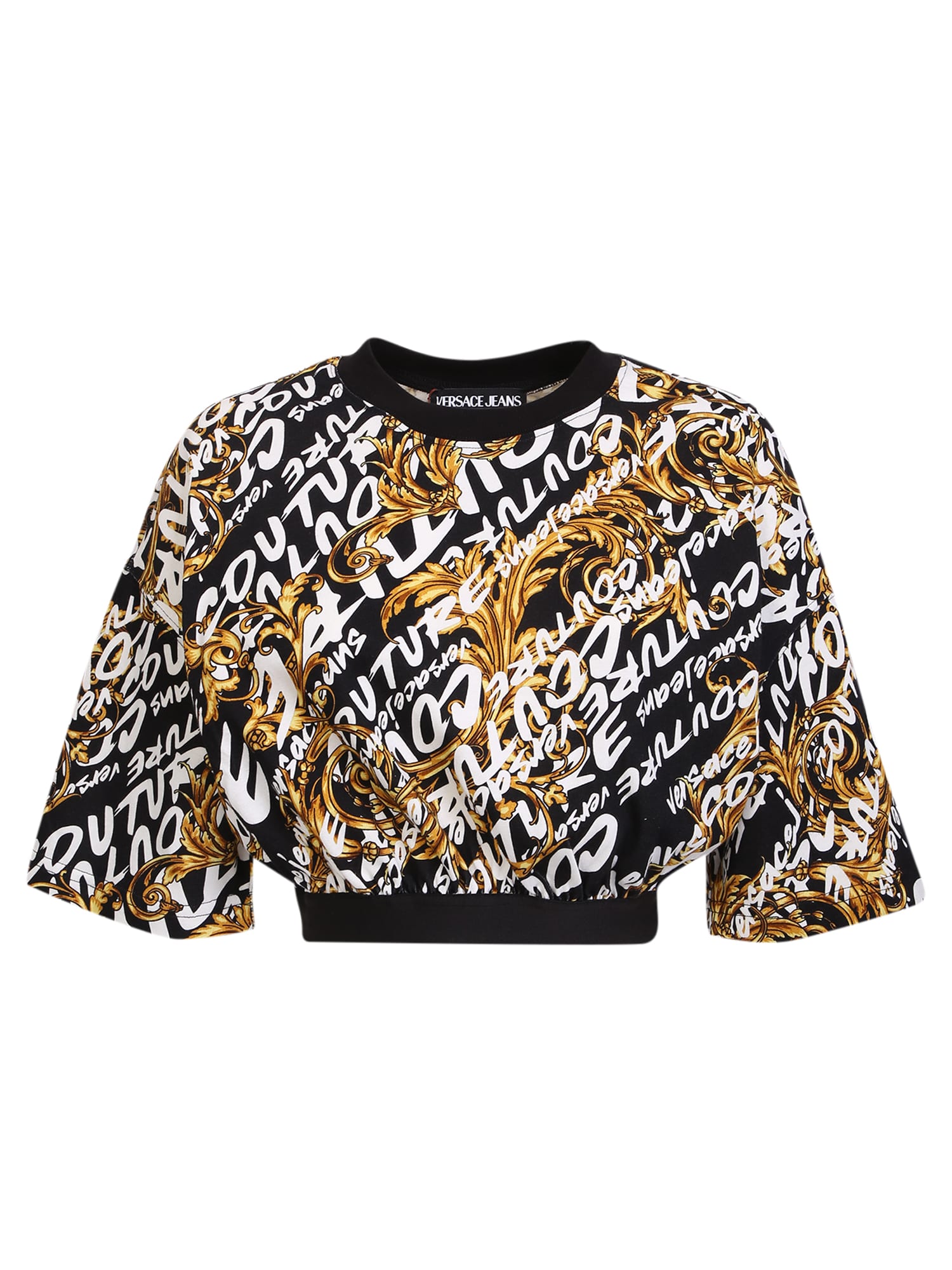 Versace Jeans Couture Cropped Design T-shirt With Characteristic Baroque Print