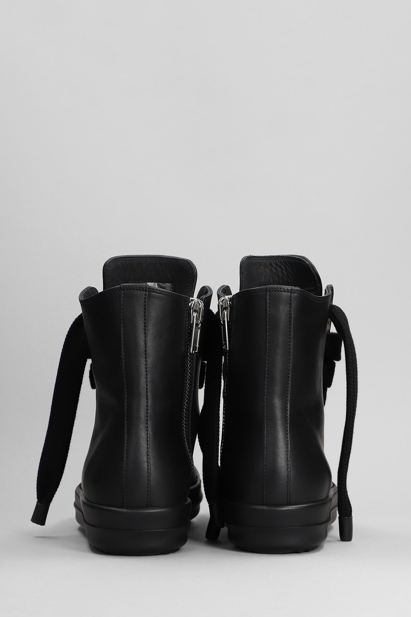 Shop Rick Owens Sneaker Sneakers In Black Leather