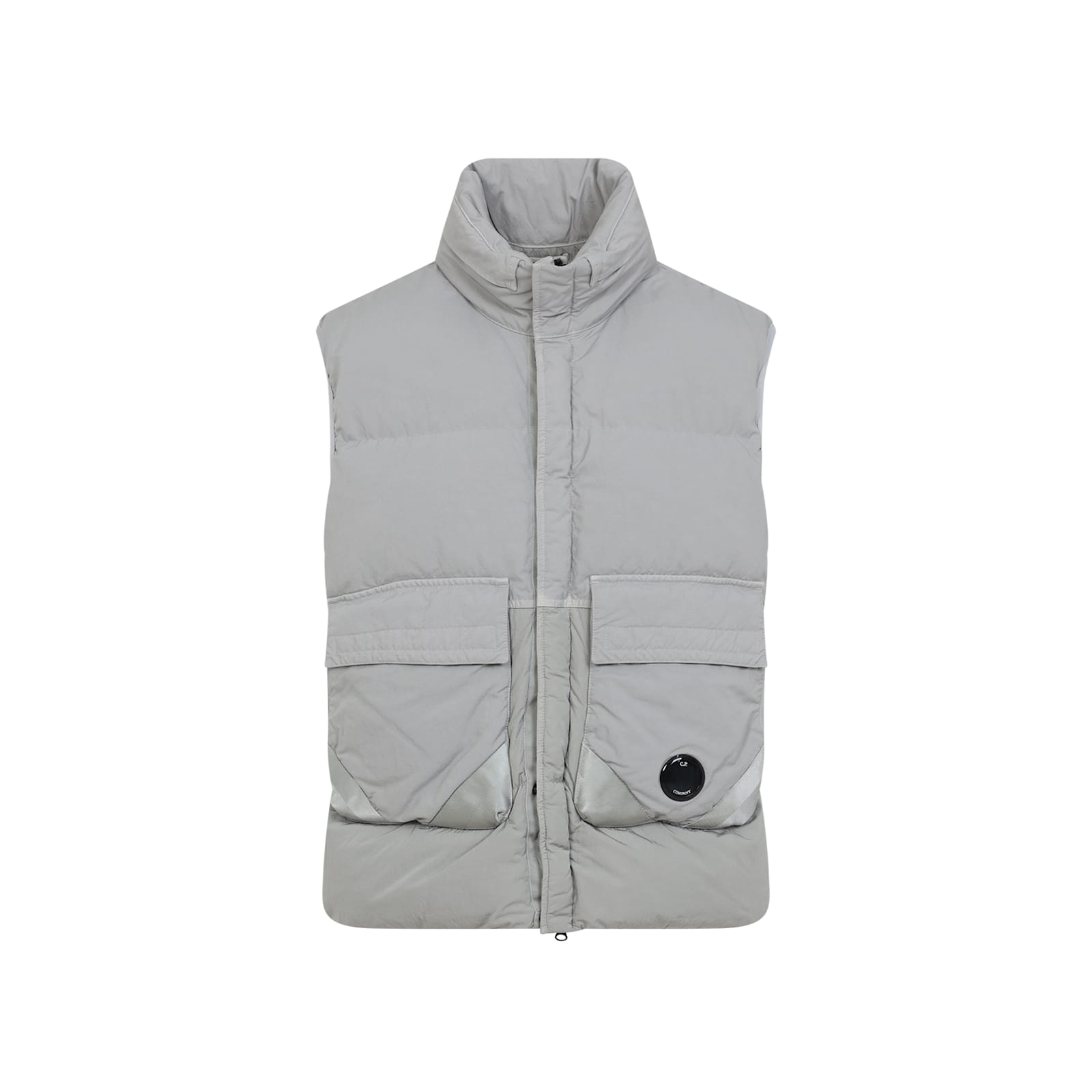 C.p. Company Padded Grey Waistcoat With Quilted Design In Gray