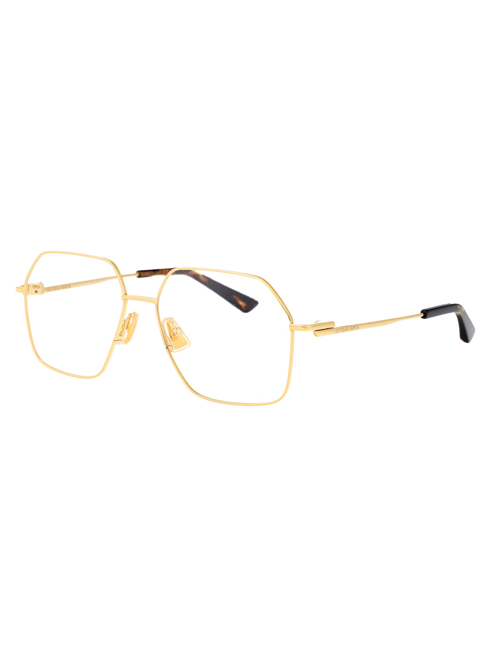 Bottega Veneta Bv1382o Glasses In Gold-gold-transparent