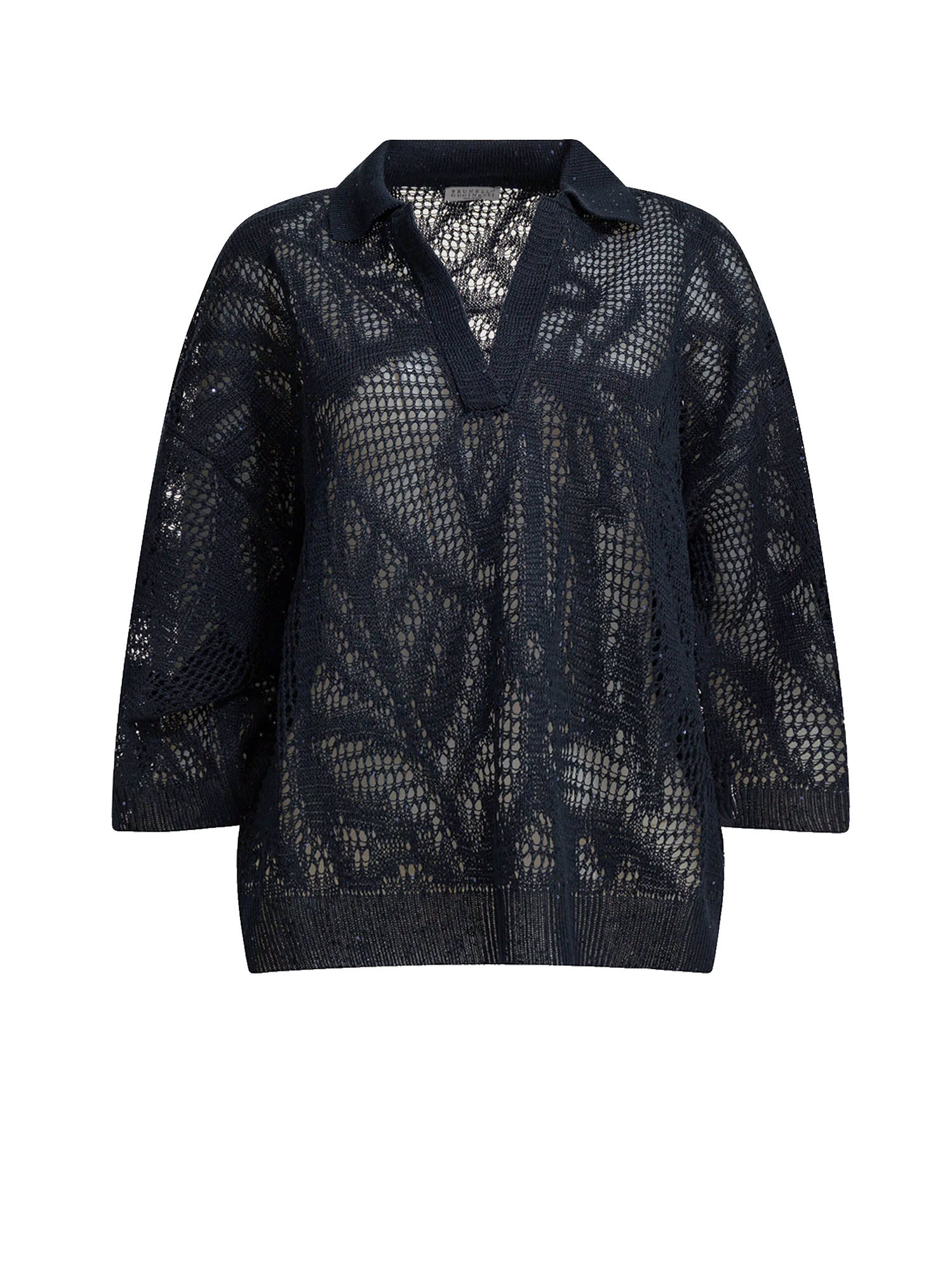 Brunello Cucinelli Linen And Cotton Sweater In Black