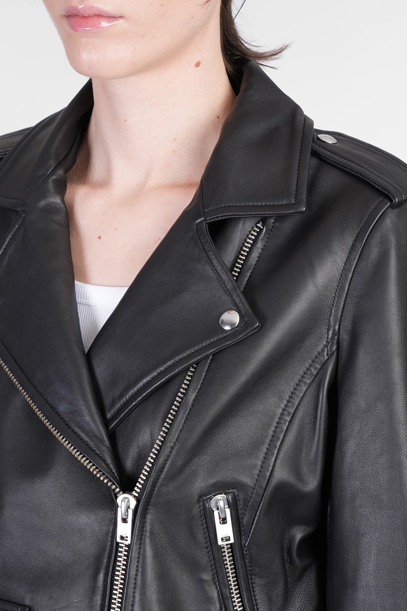 Iro Ashville Biker Jacket In Black Rayon In Black