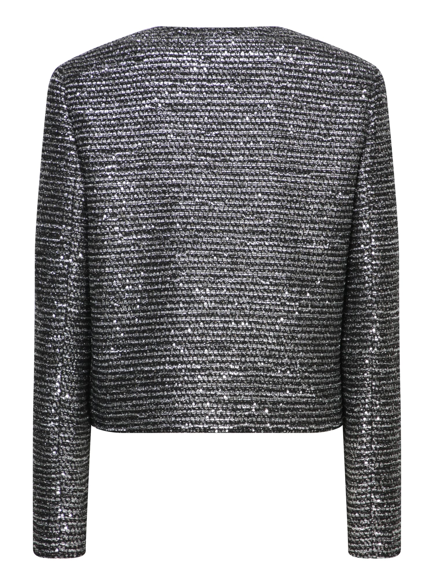 Shop Gucci Black Silver Lamã© Jacket In Metallic