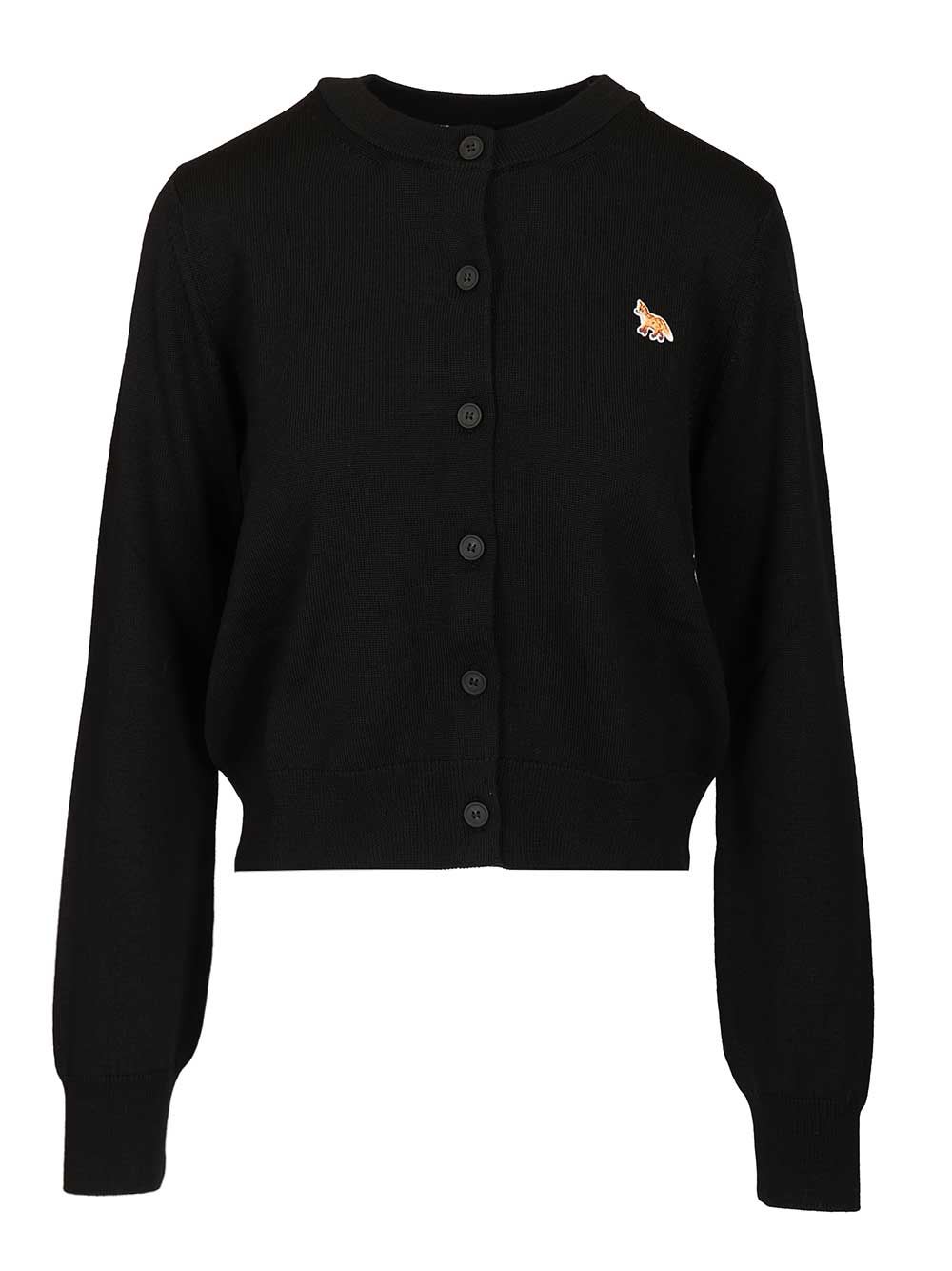 Maison Kitsuné Merino Wool Cardigan In Black