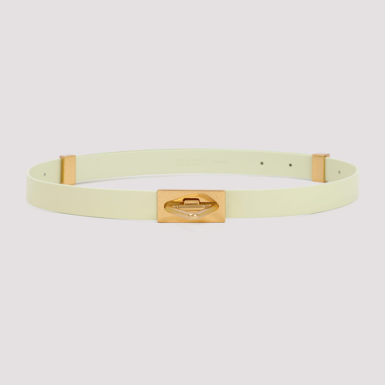 Shop Bottega Veneta Leather Belt In Lemon Washed Gold