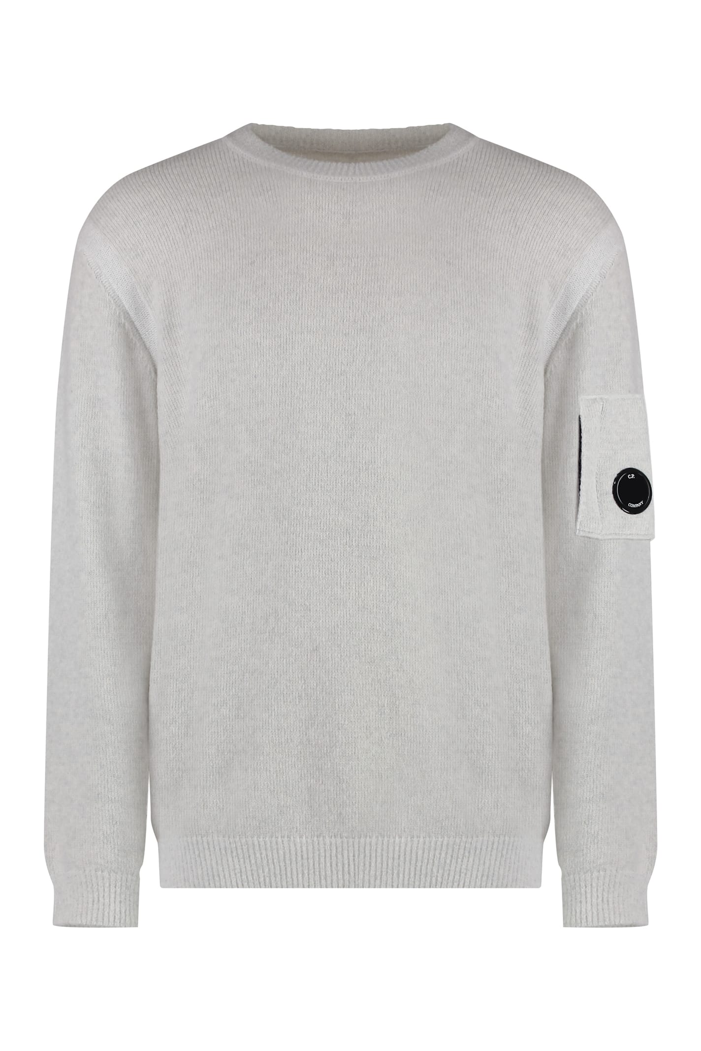 Shop C.p. Company Logo Crew-neck Sweater In Grey