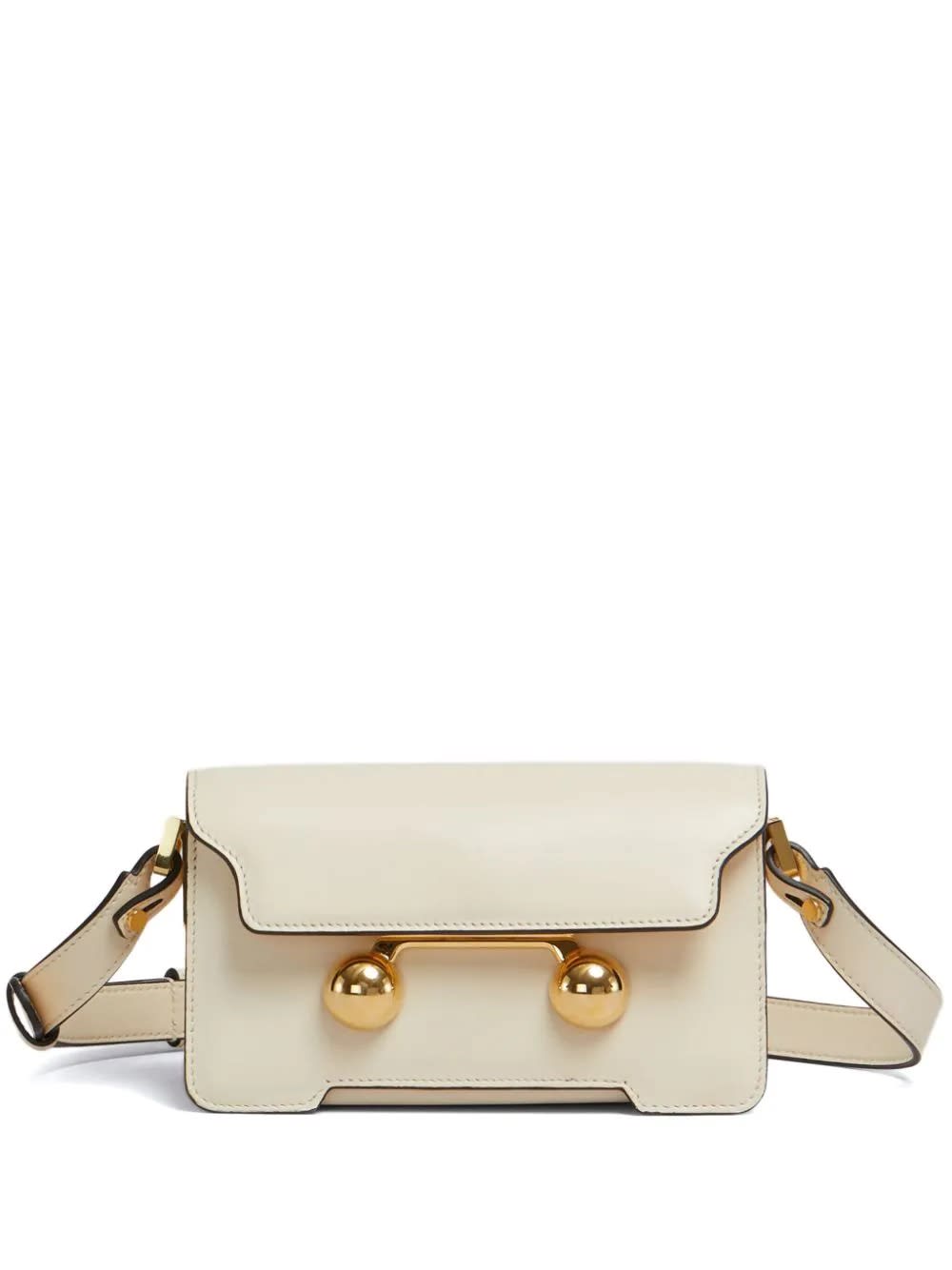 Shop Marni Trunkaroo Mini Shoulder Bag In Cream White Leather