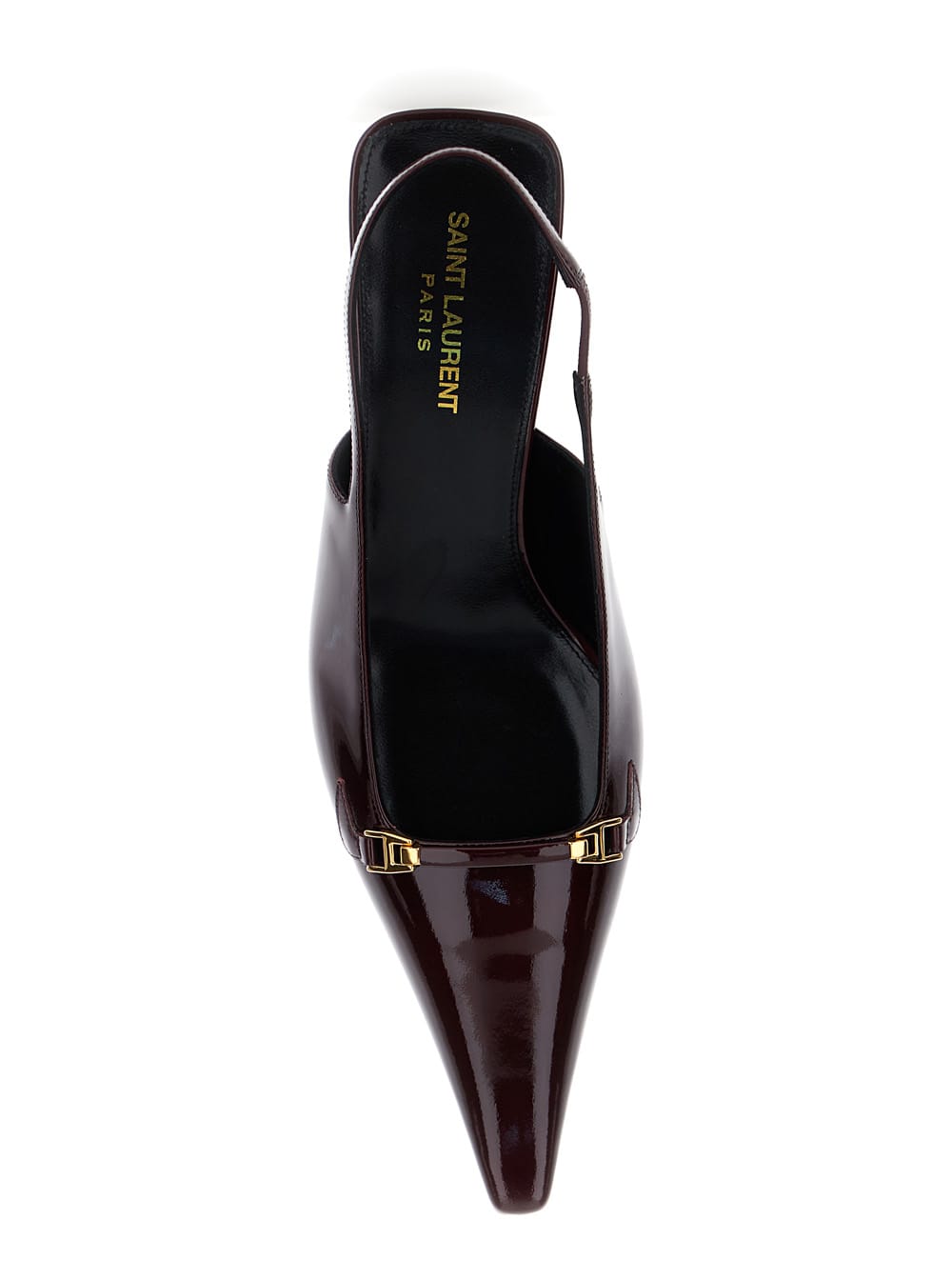 Saint Laurent Hermione Leather Kitten Slingback Pumps In Bordeaux