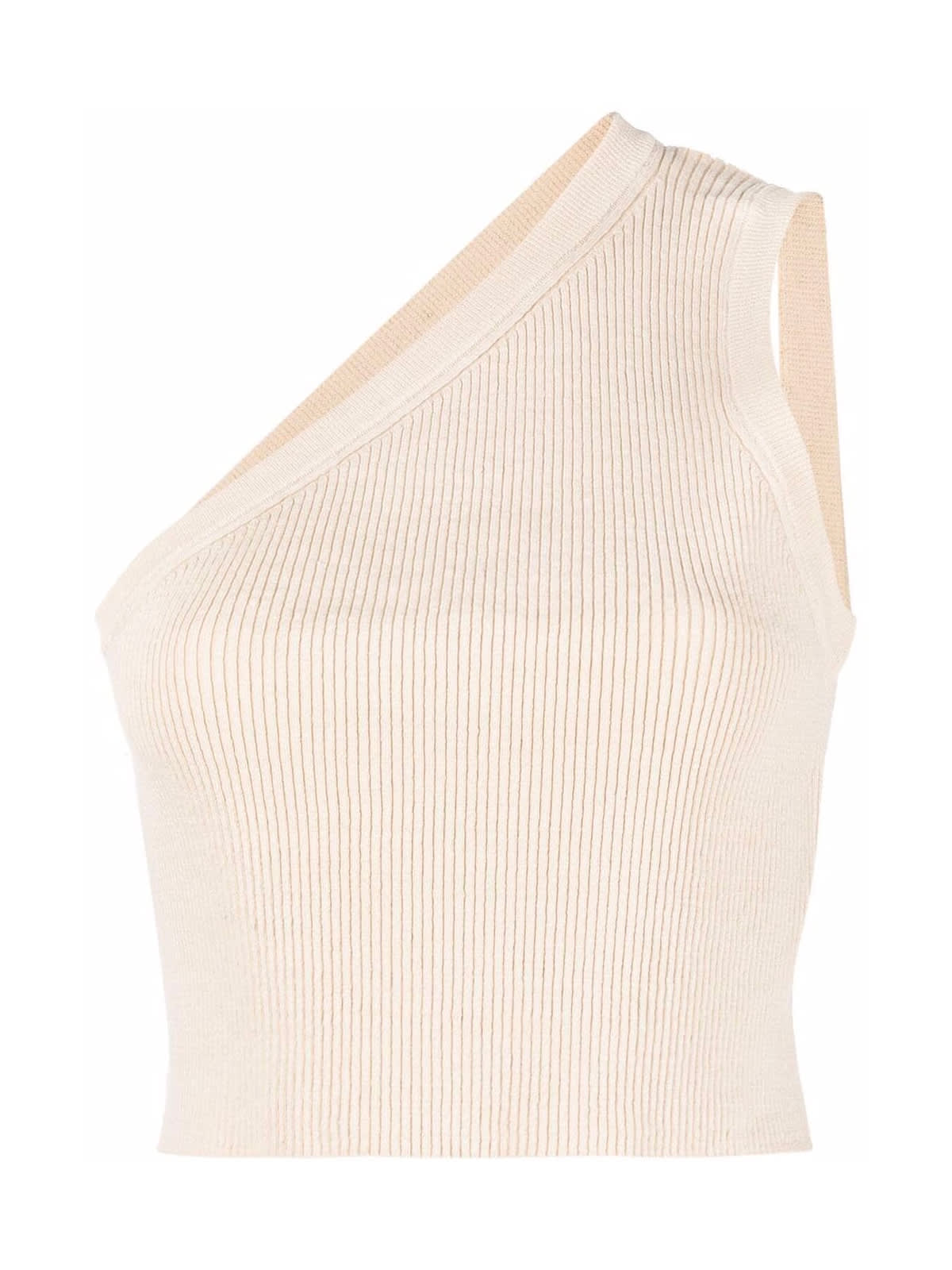 Jacquemus Asymmetrical Crop Top In Off White