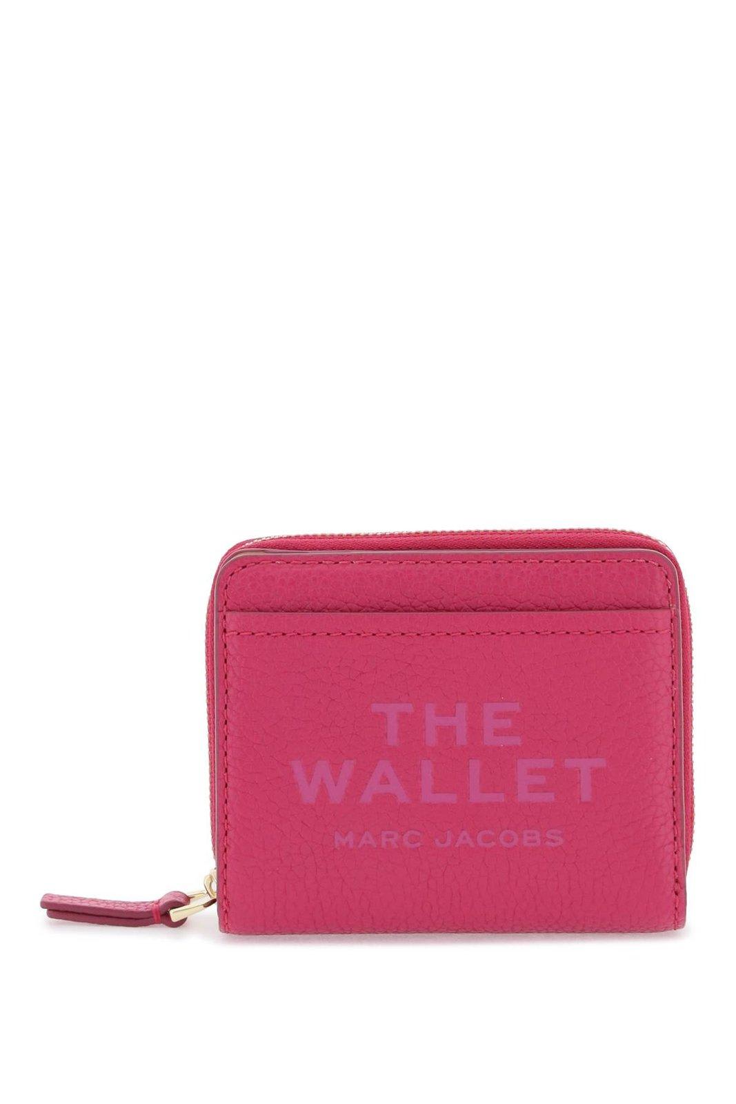 Marc Jacobs Logo Printed Zipped Mini Compact Wallet In Rosa