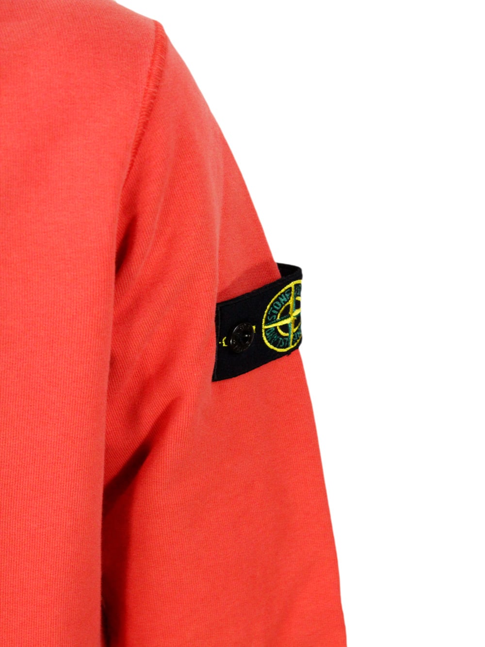 Stone Island Cotton Sweatshirt With Crew Neck And Logo On The Sleeve In Orange