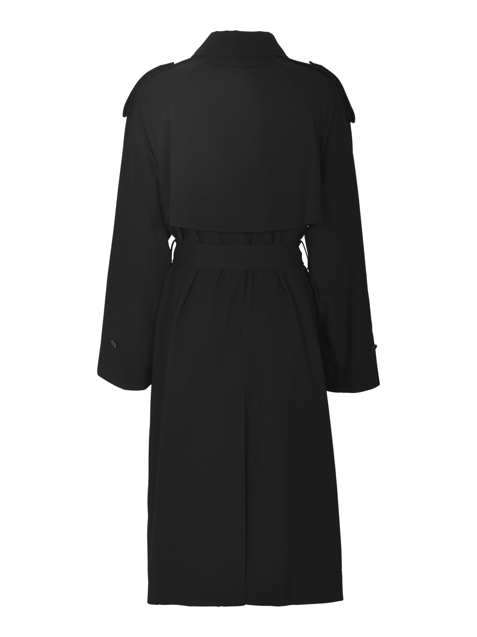 Shop Vis-a-vis Tie-waist Double-breasted Trench In Black