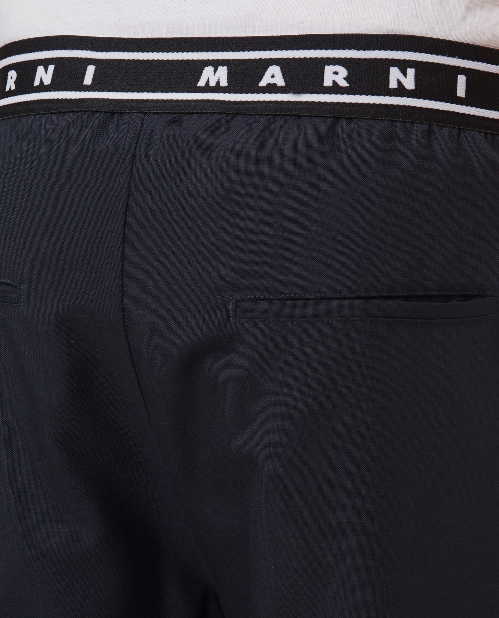 Shop Marni Trousers With  Logo Waistband In Black