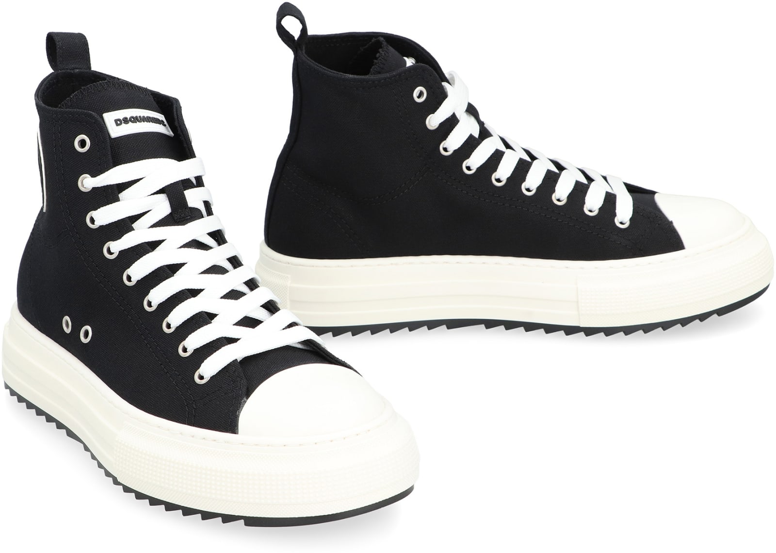Shop Dsquared2 Canvas High-top Sneakers In Black