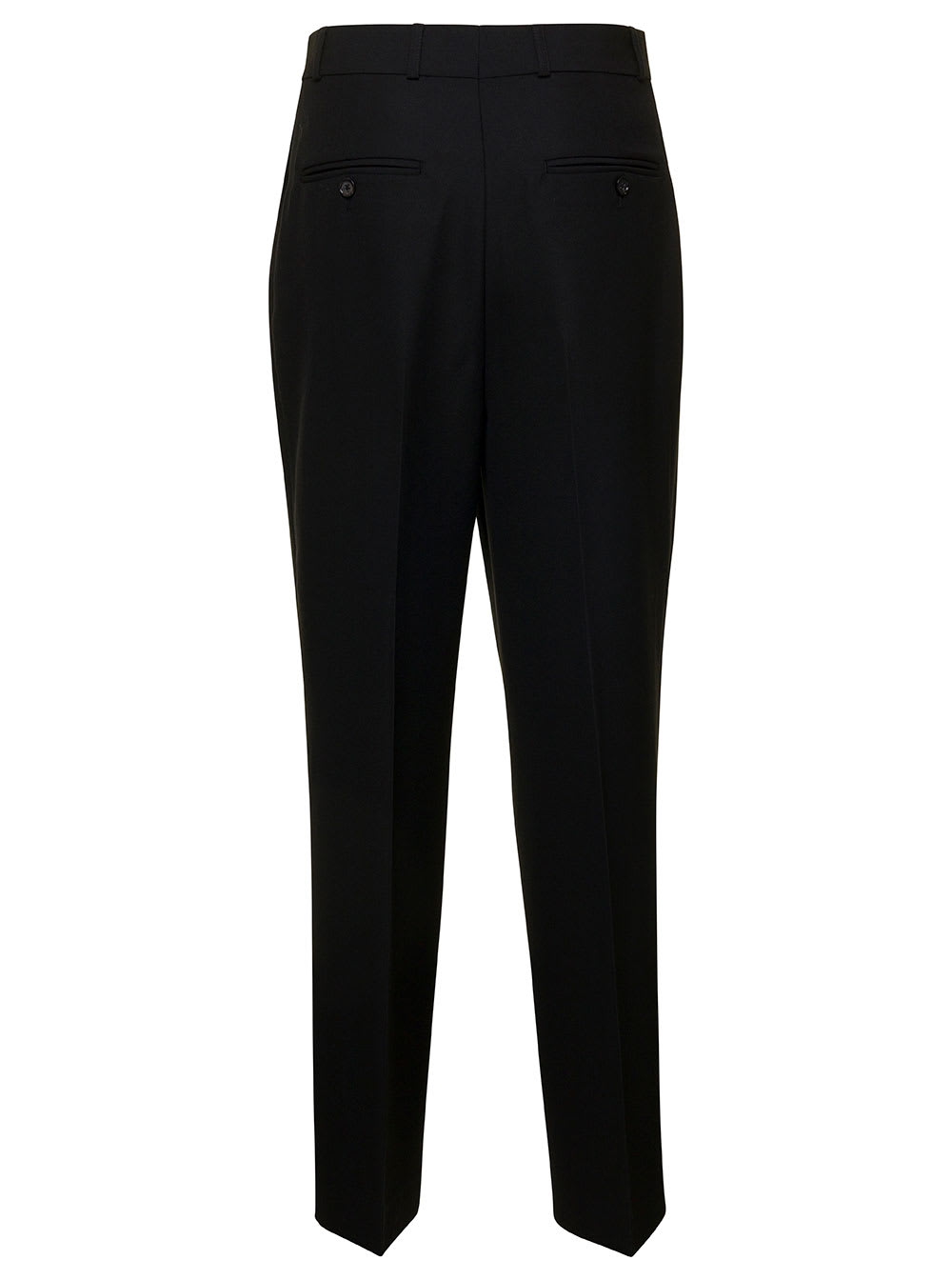 Shop Totême Black Double Pleated Tailored Trousers In Wool Blend Woman