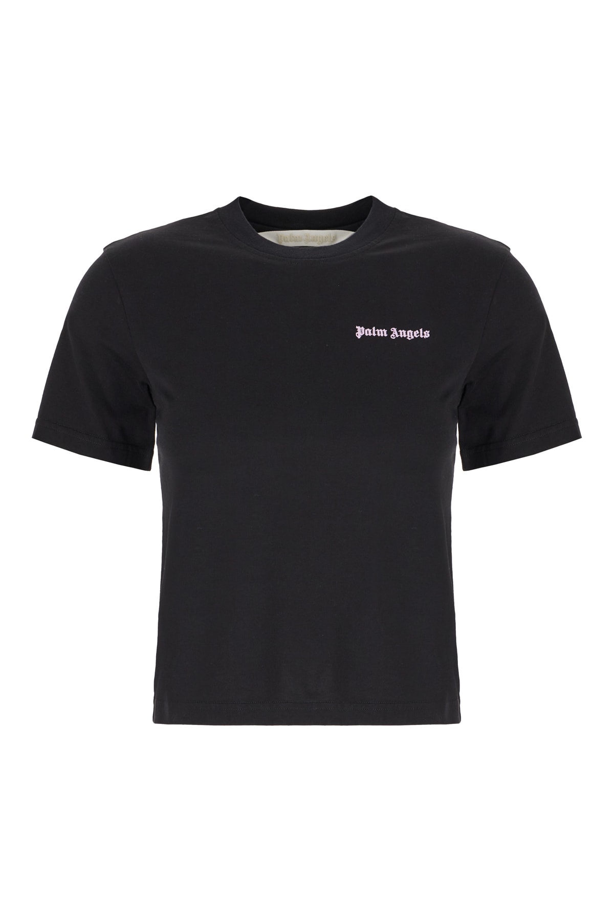 Palm Angels Black Cotton T-shirt In Black Lilac