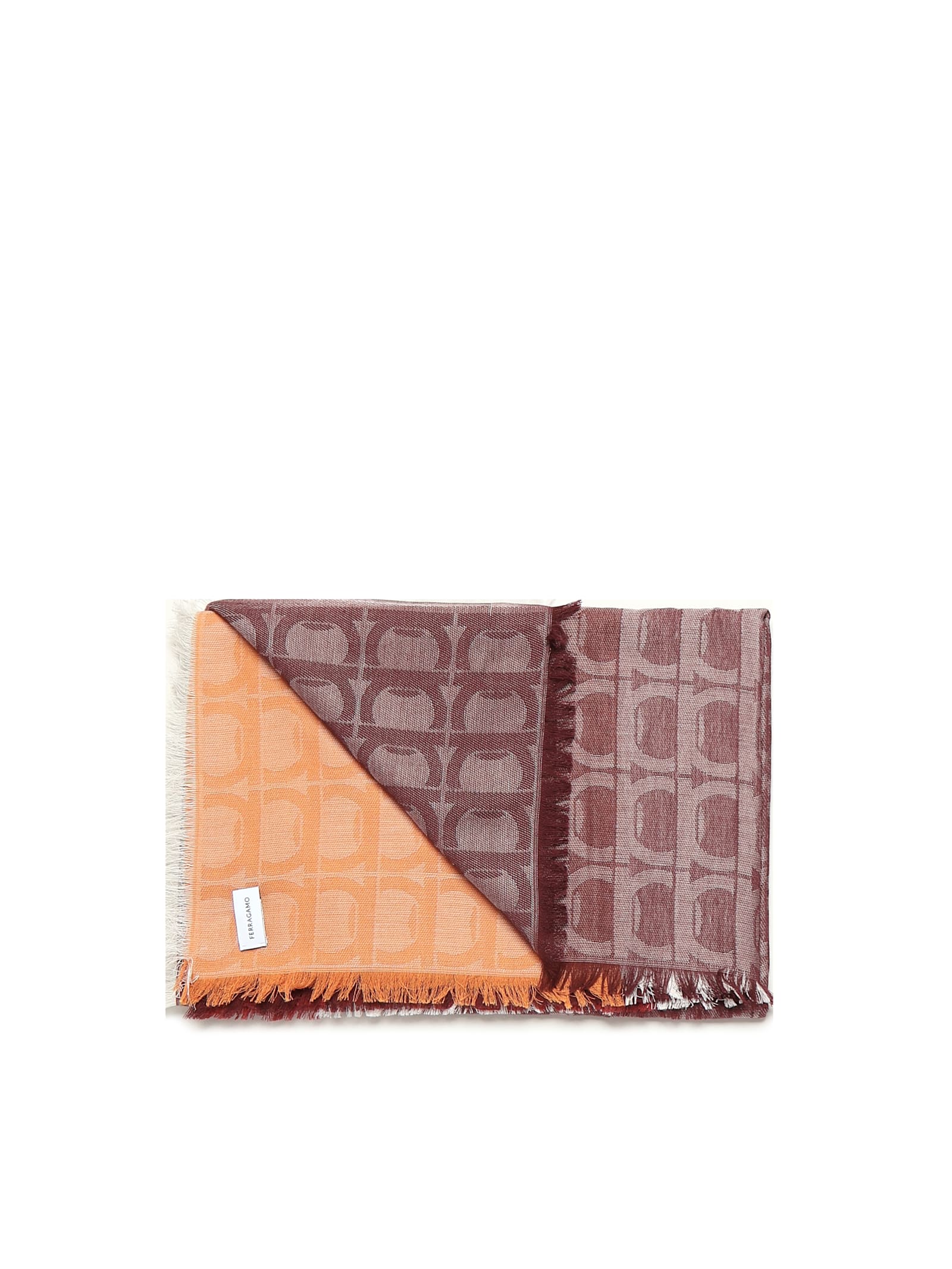 Ferragamo Gancini Monogram Jacquard Stole In Brown