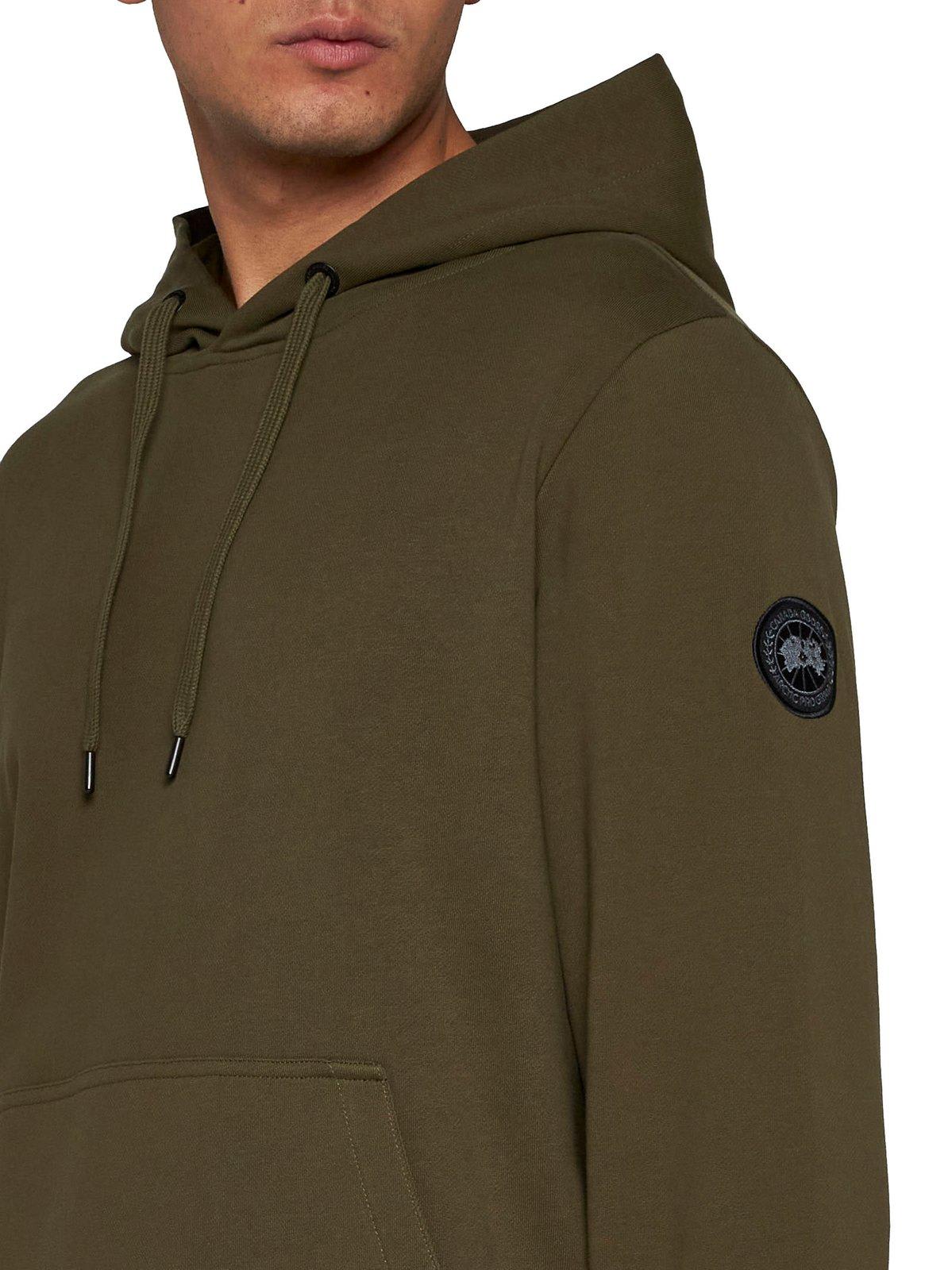 Shop Canada Goose Logo-embroidered Drawstring Hoodie In Green