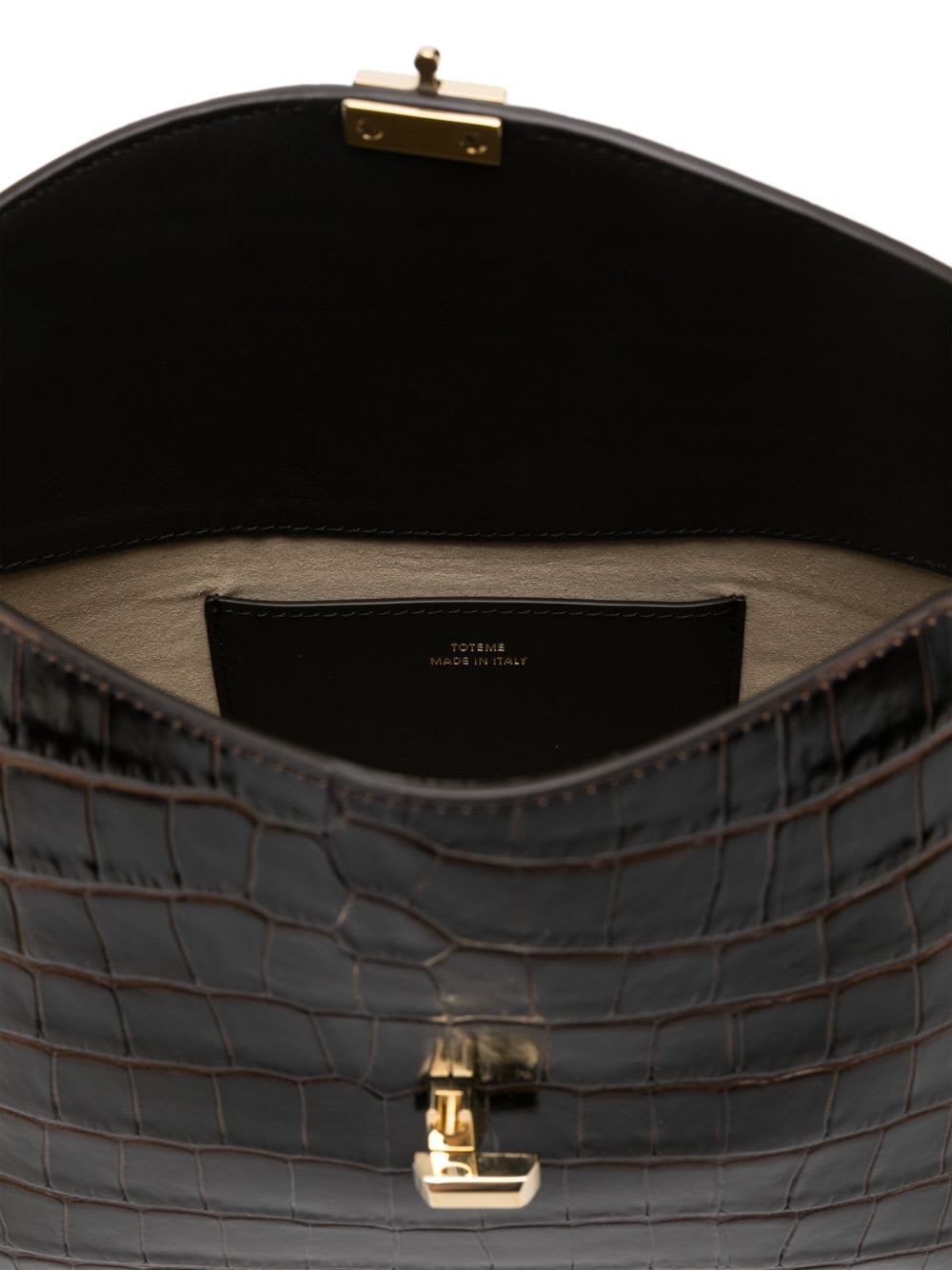 Totême T-lock Leather Clutch In Brown