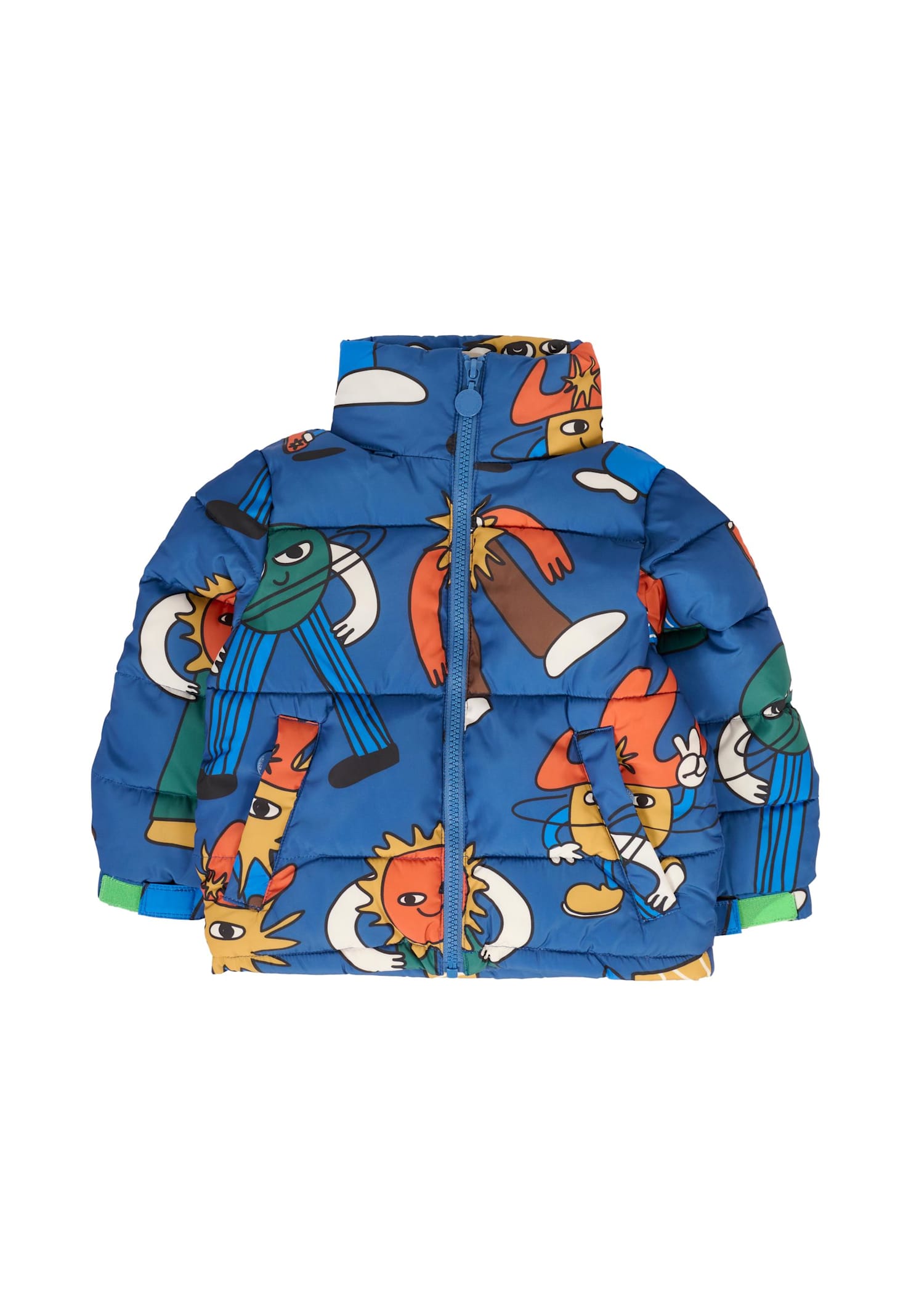 Stella Mccartney Blue Down Jacket For Boy With Logo In Blue