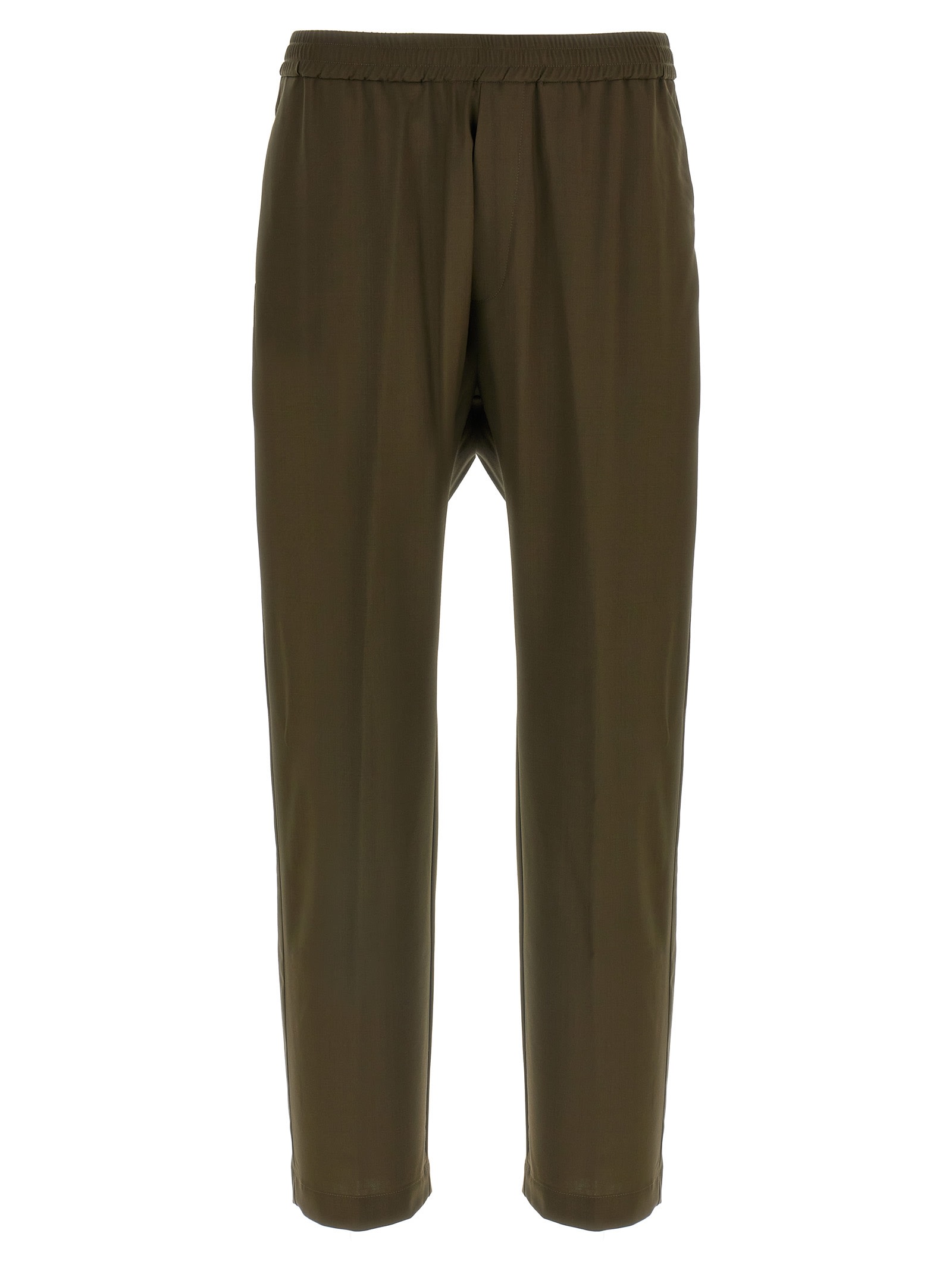 Barena Venezia Straight Leg Elastic Waistband Pants With Back Pockets In Green