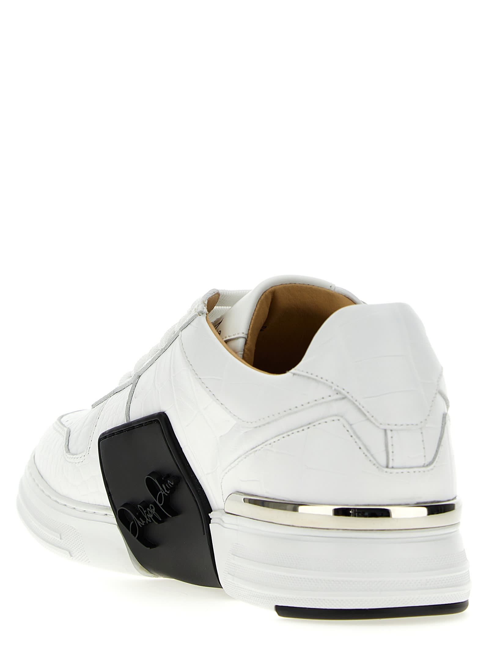 Shop Philipp Plein Hexagon Sneakers In White/black