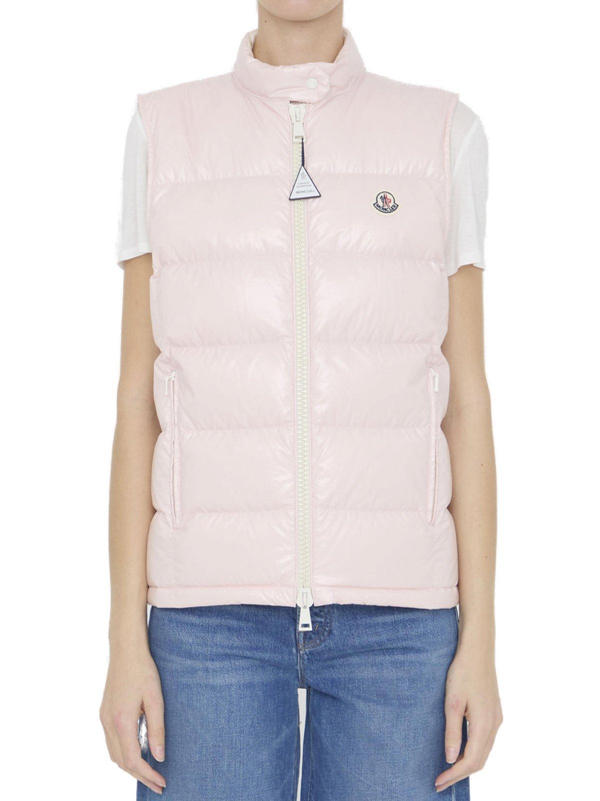 Shop Moncler Alcibia Zip-up Down Vest In Pink