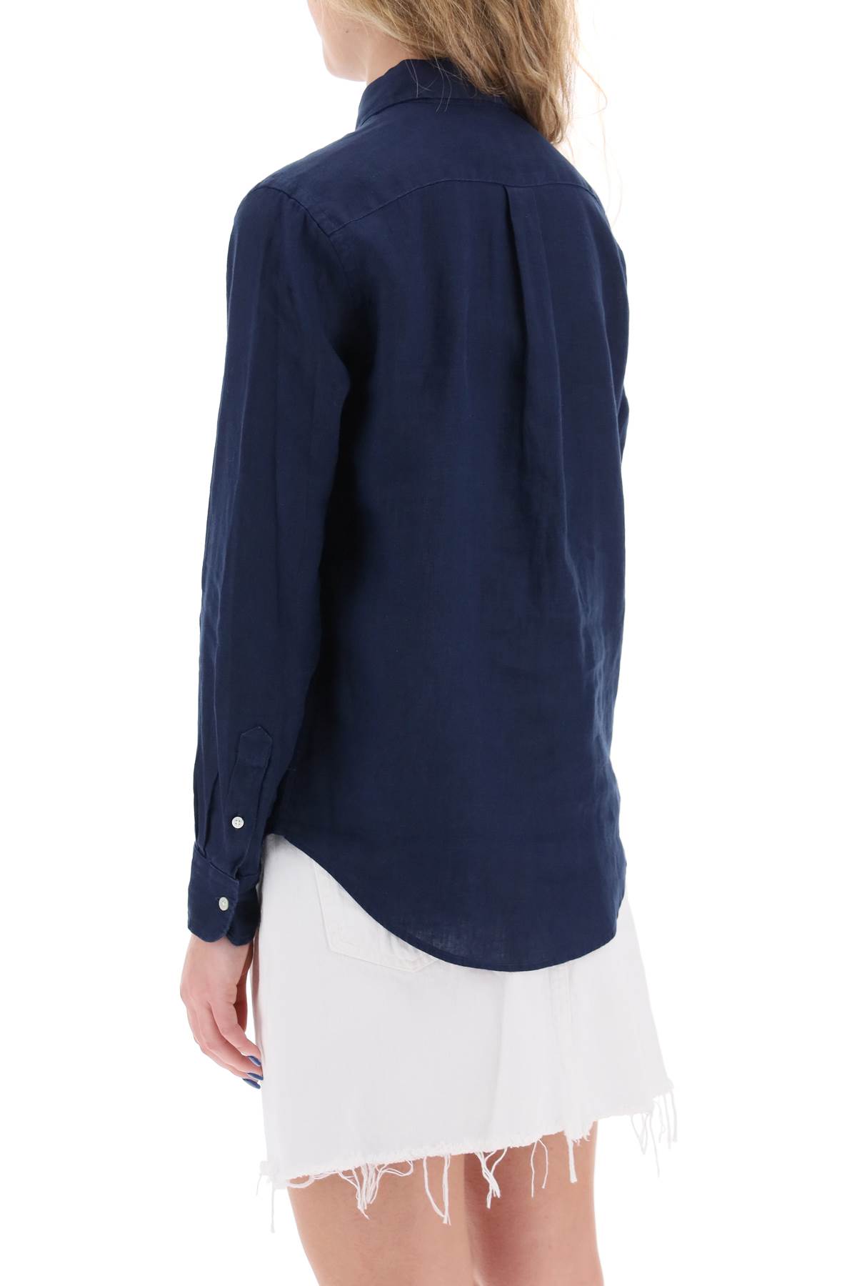 Relaxed Fit Linen Shirt In Blue