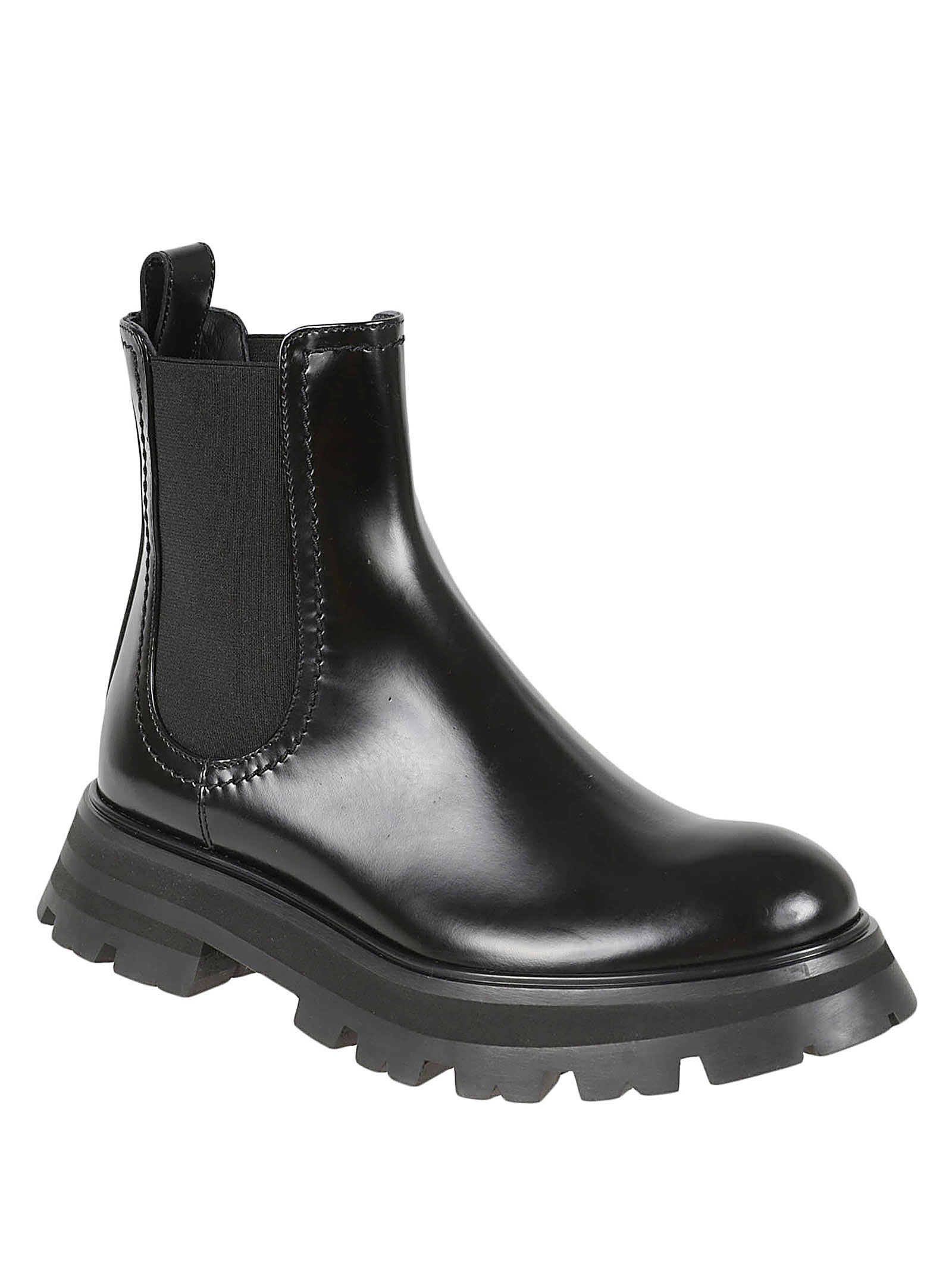 Shop Alexander Mcqueen Lucent Leather Boots In Black